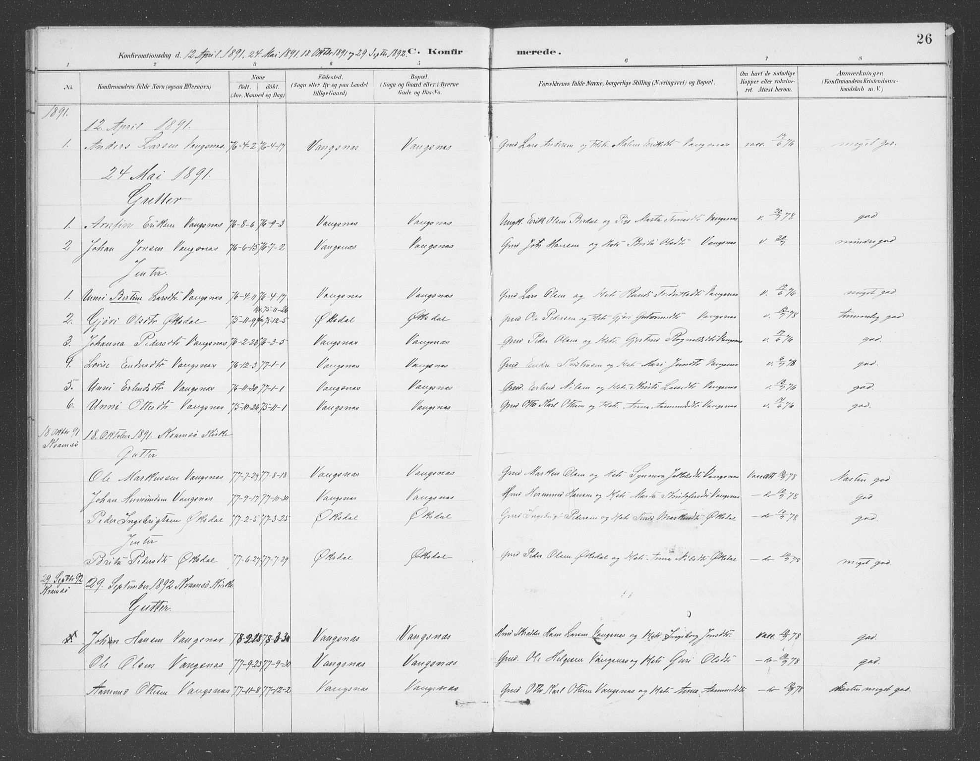 Balestrand sokneprestembete, AV/SAB-A-79601/H/Haa/Haae/L0001: Parish register (official) no. E  1, 1889-1909, p. 26