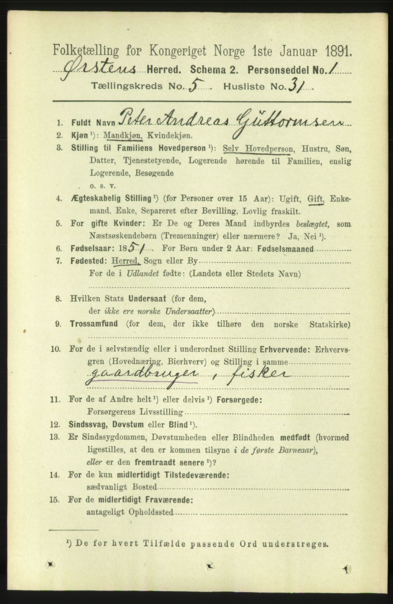 RA, 1891 census for 1520 Ørsta, 1891, p. 2457