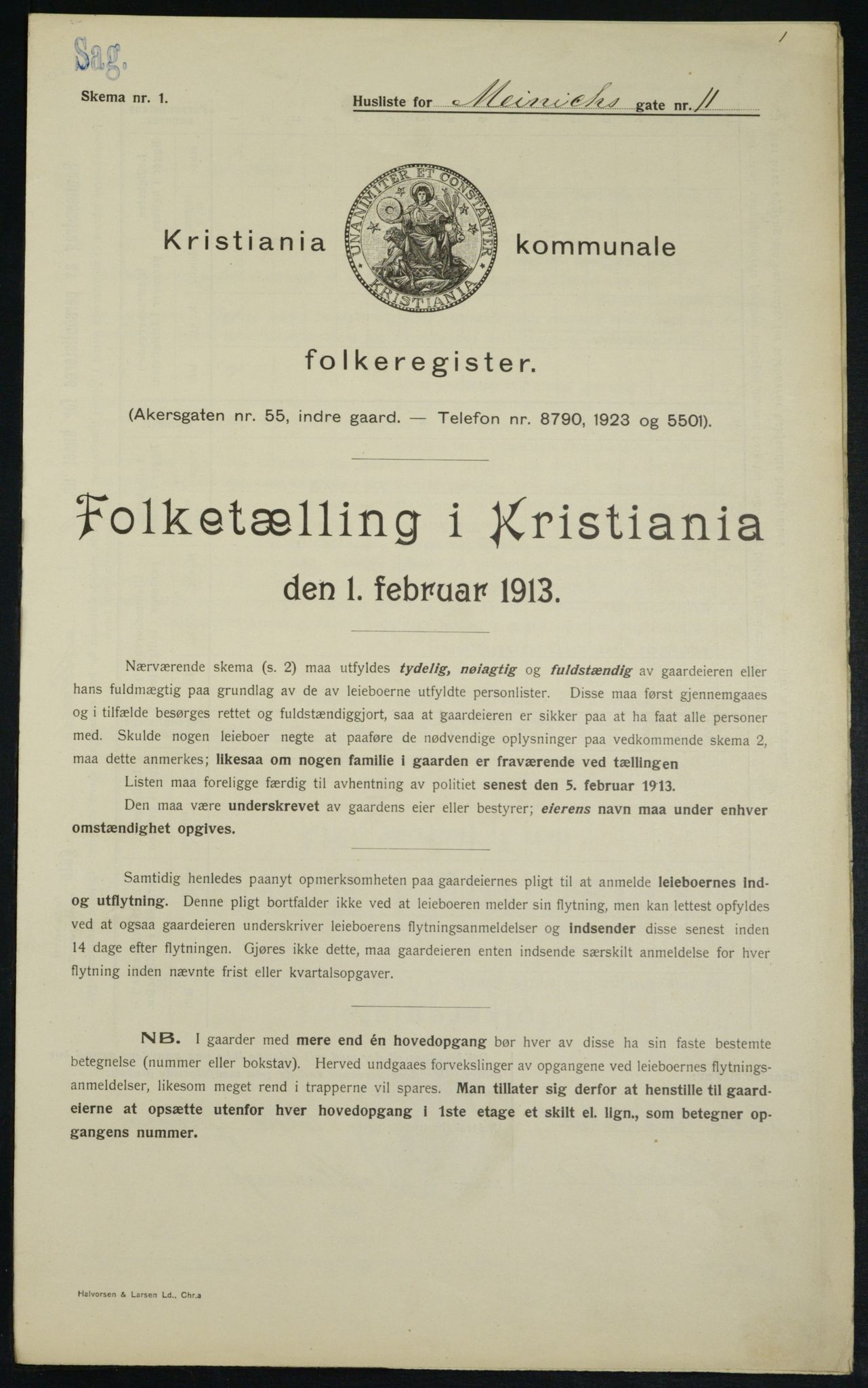 OBA, Municipal Census 1913 for Kristiania, 1913, p. 64838