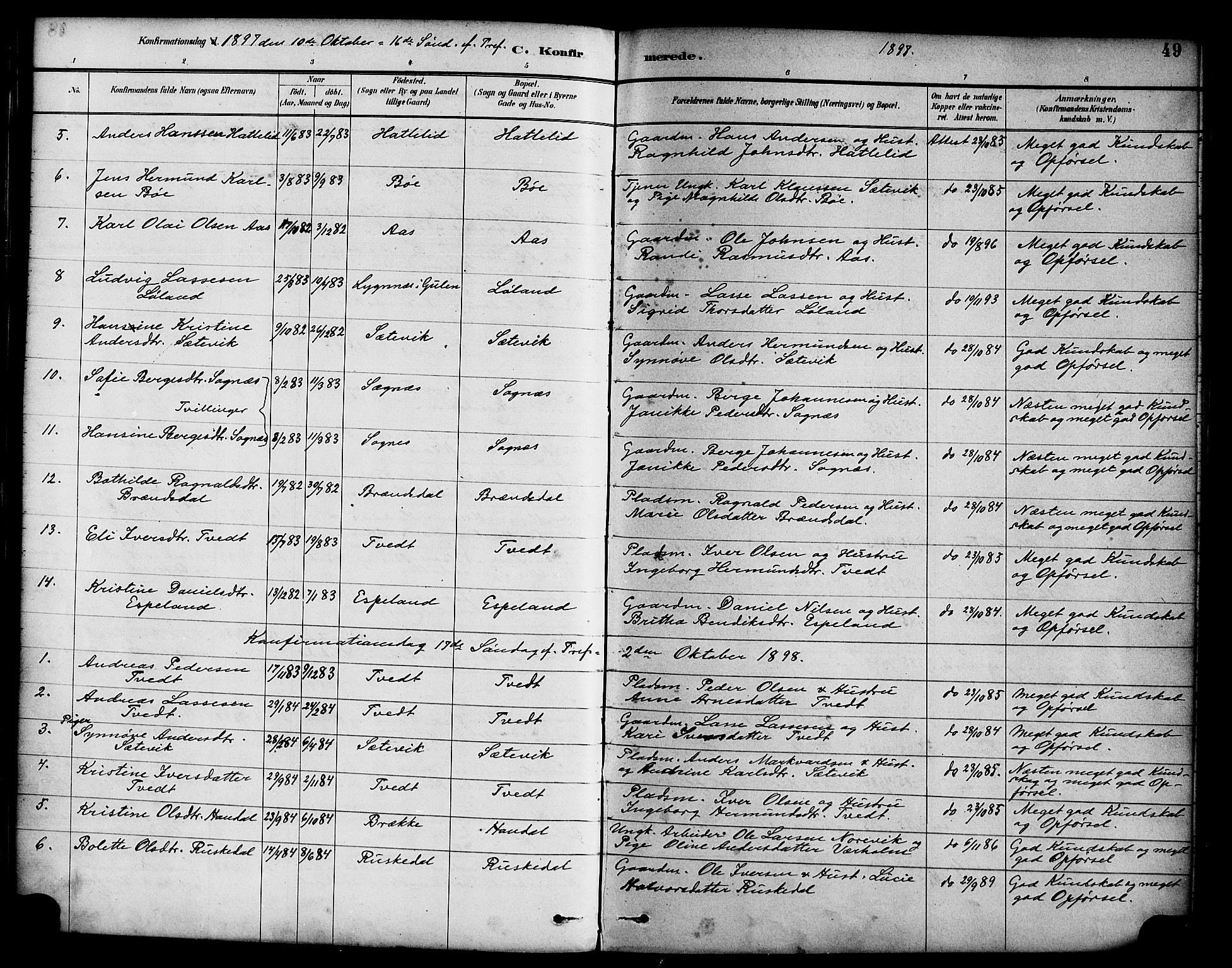 Hyllestad sokneprestembete, SAB/A-80401: Parish register (official) no. C 1, 1886-1904, p. 49