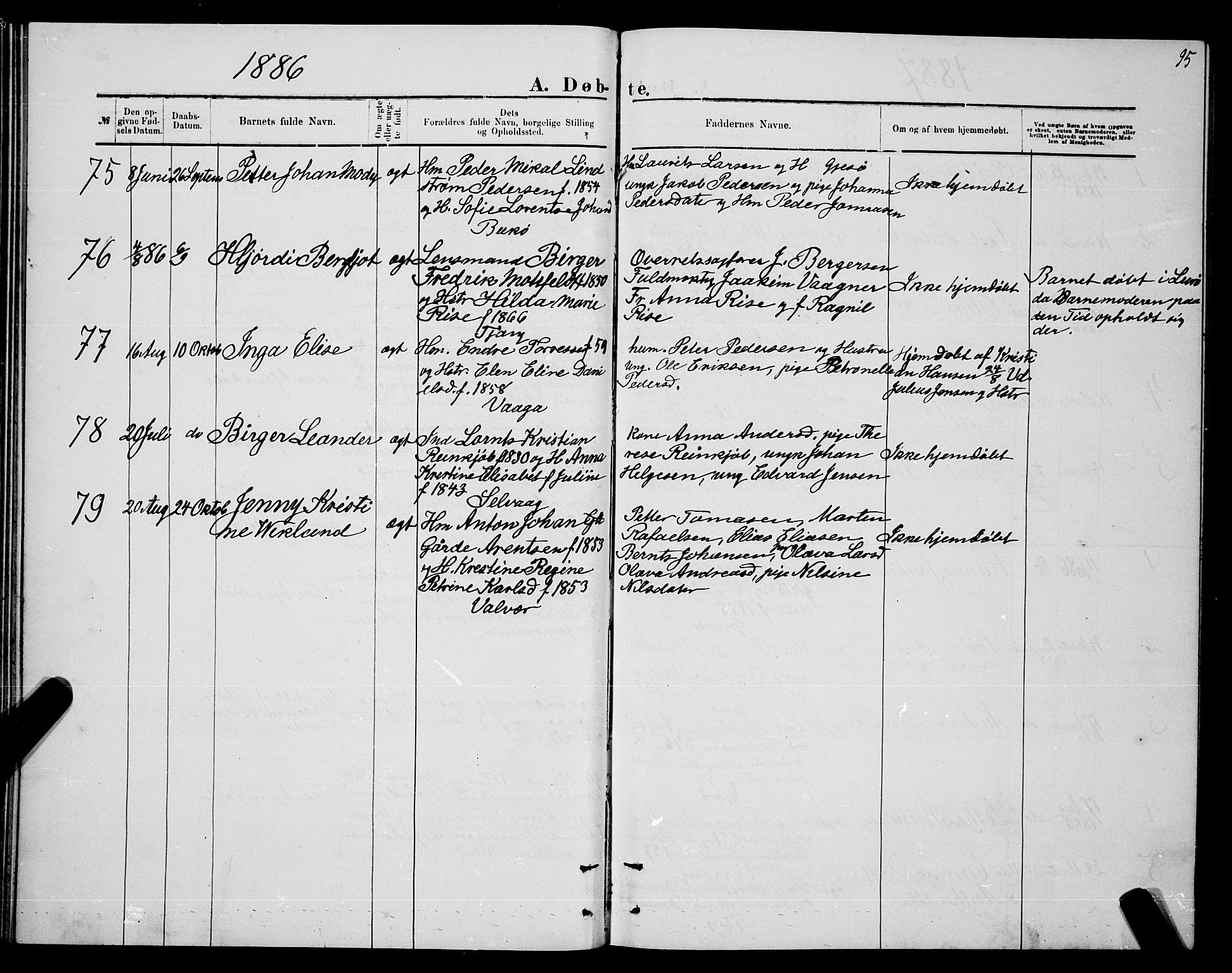 Ministerialprotokoller, klokkerbøker og fødselsregistre - Nordland, SAT/A-1459/841/L0620: Parish register (copy) no. 841C04, 1877-1896, p. 95