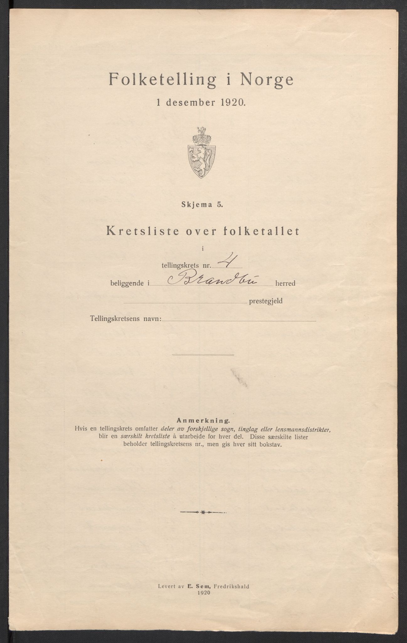 SAH, 1920 census for Brandbu, 1920, p. 33