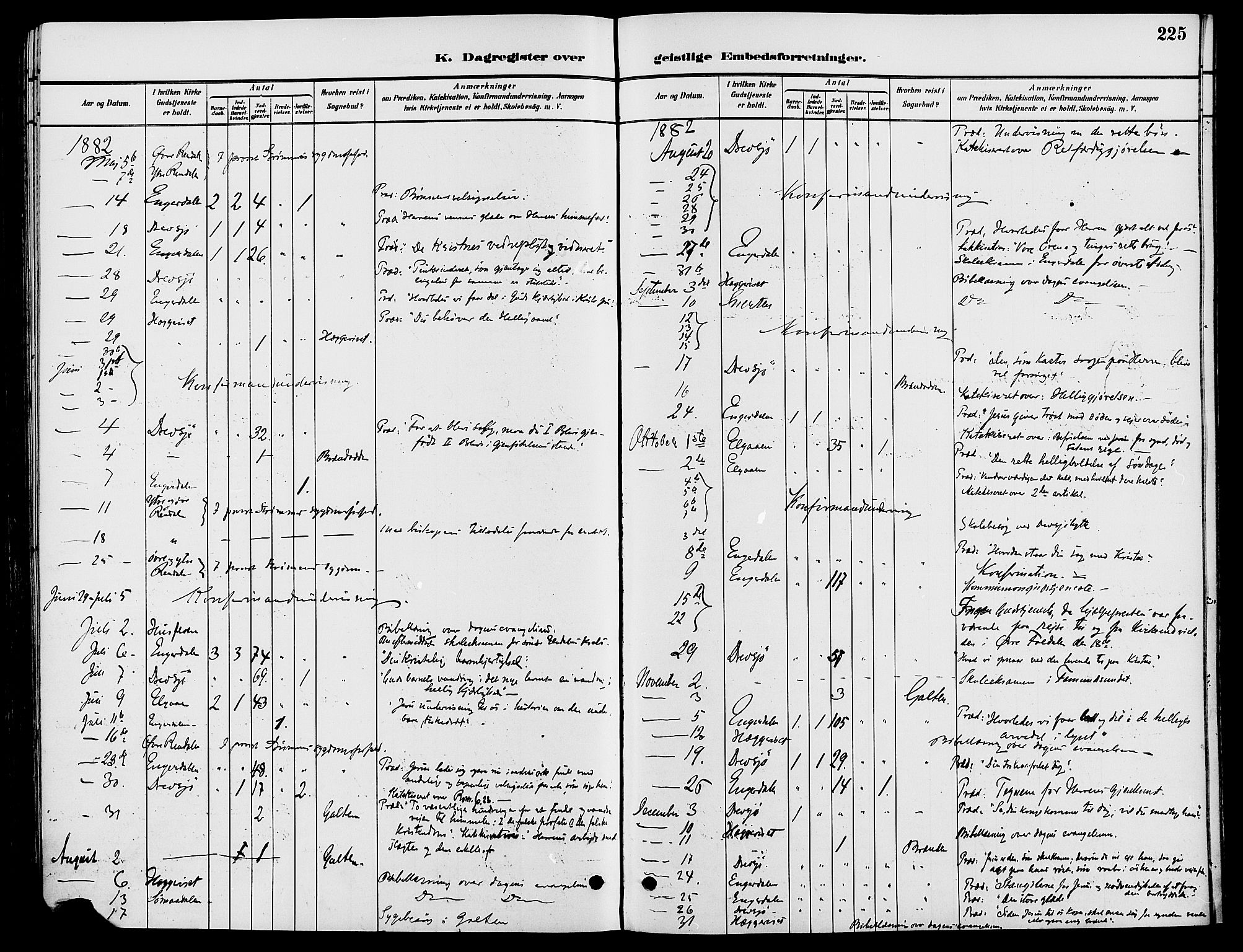 Engerdal prestekontor, AV/SAH-PREST-048/H/Ha/Haa/L0001: Parish register (official) no. 1, 1881-1898, p. 225