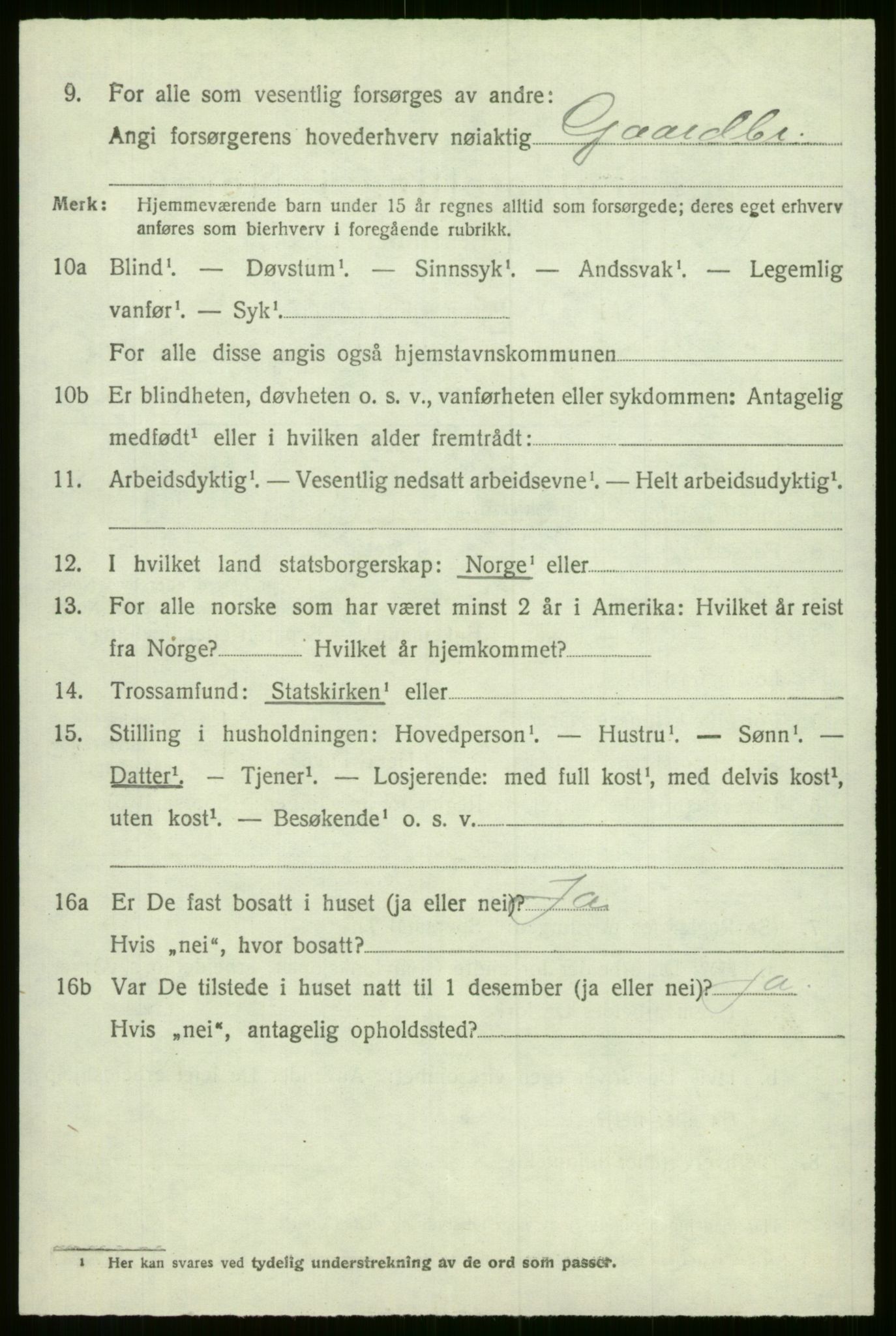 SAB, 1920 census for Evanger, 1920, p. 3658