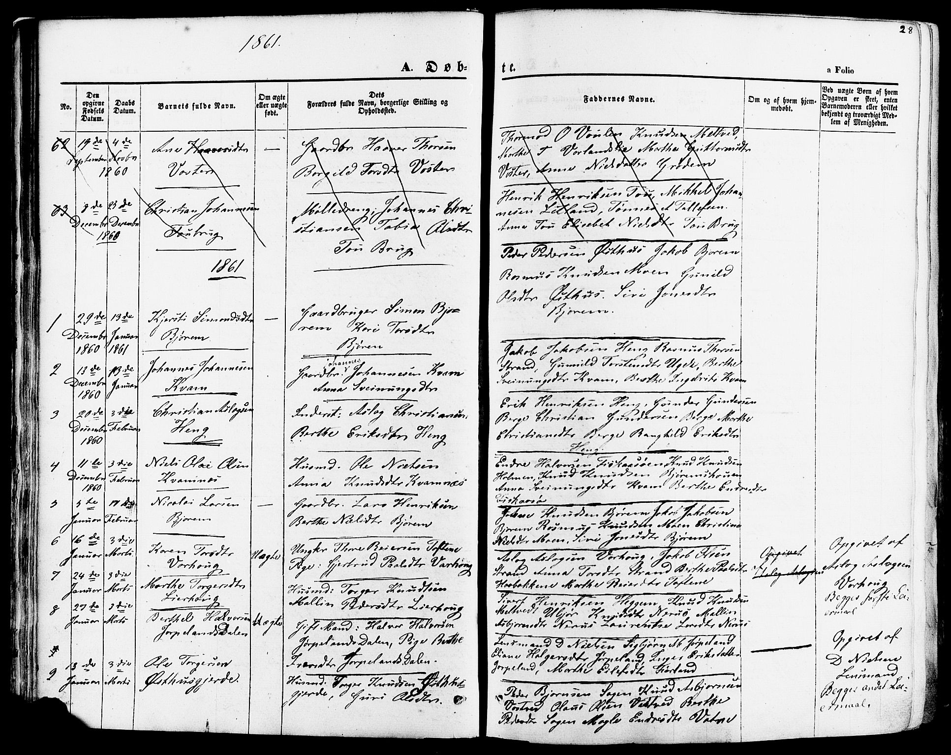 Strand sokneprestkontor, SAST/A-101828/H/Ha/Haa/L0007: Parish register (official) no. A 7, 1855-1881, p. 28