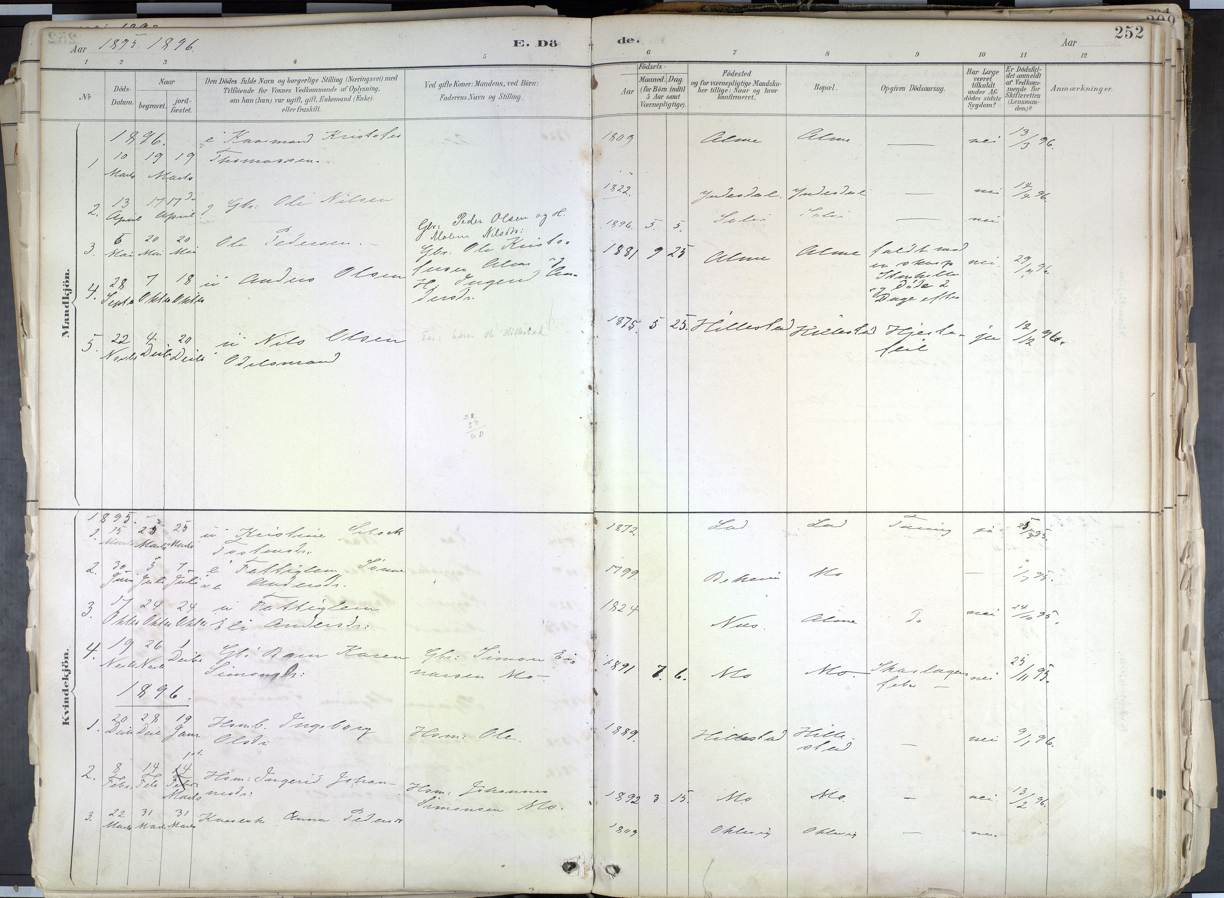 Hafslo sokneprestembete, AV/SAB-A-80301/H/Haa/Haab/L0001: Parish register (official) no. B 1, 1886-1945, p. 252