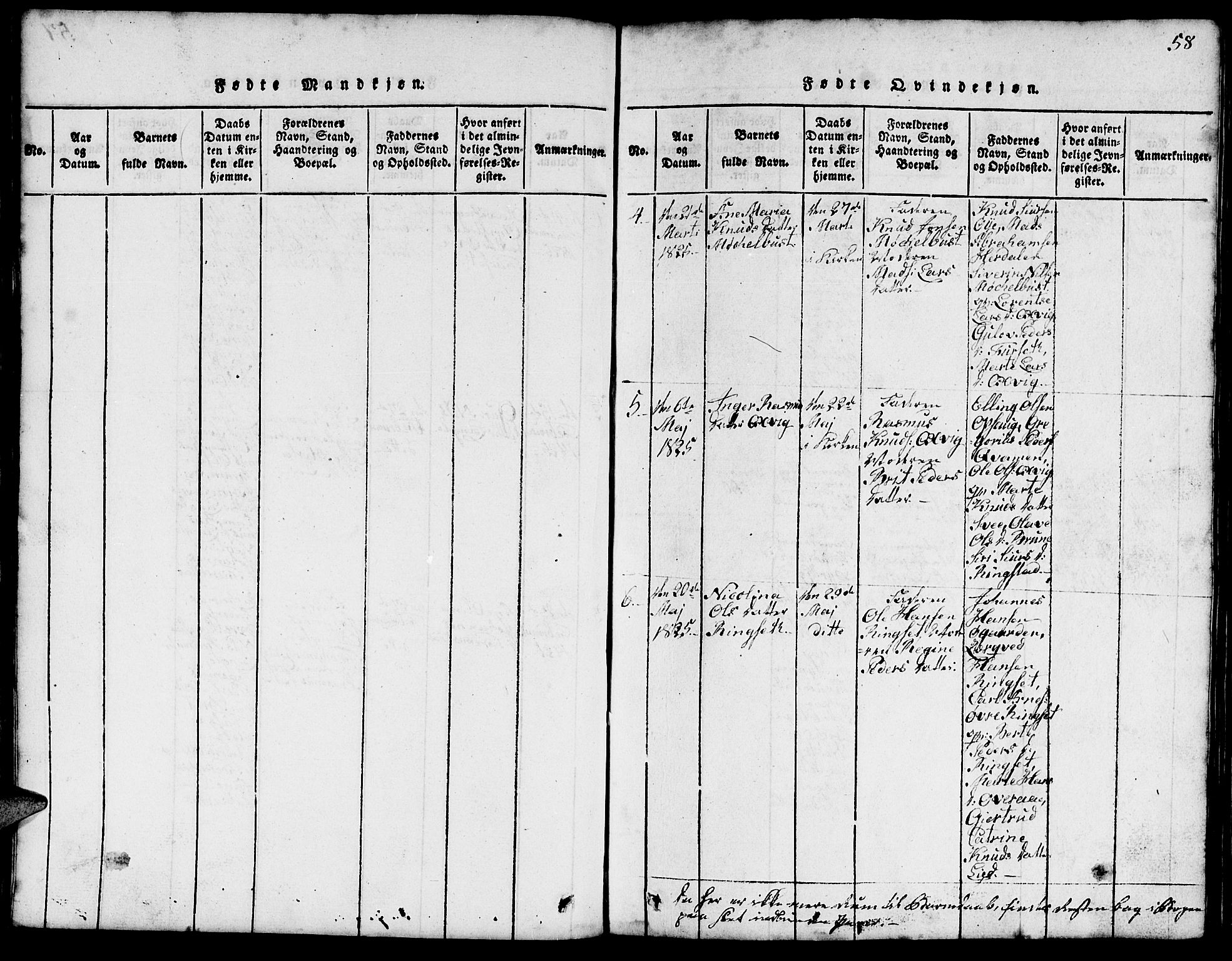 Ministerialprotokoller, klokkerbøker og fødselsregistre - Møre og Romsdal, AV/SAT-A-1454/520/L0289: Parish register (copy) no. 520C01, 1817-1837, p. 58