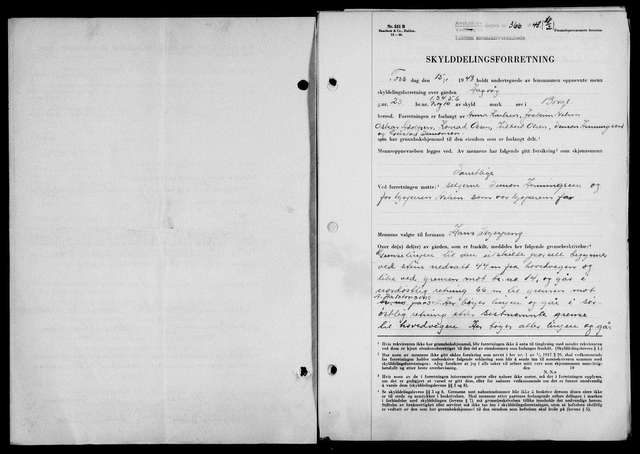 Lofoten sorenskriveri, SAT/A-0017/1/2/2C/L0017a: Mortgage book no. 17a, 1947-1948, Diary no: : 366/1948