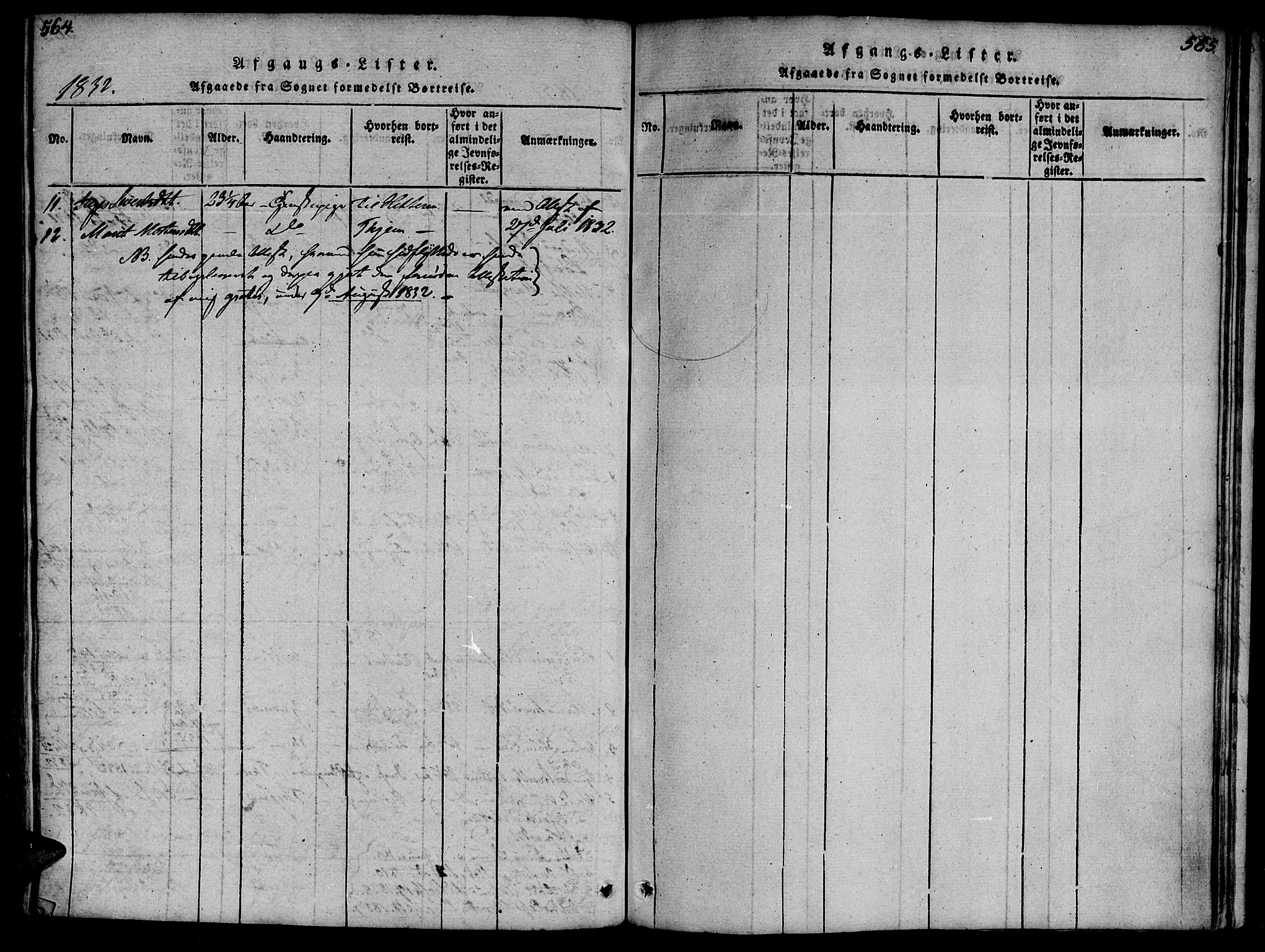 Ministerialprotokoller, klokkerbøker og fødselsregistre - Møre og Romsdal, AV/SAT-A-1454/572/L0842: Parish register (official) no. 572A05, 1819-1832, p. 564-565