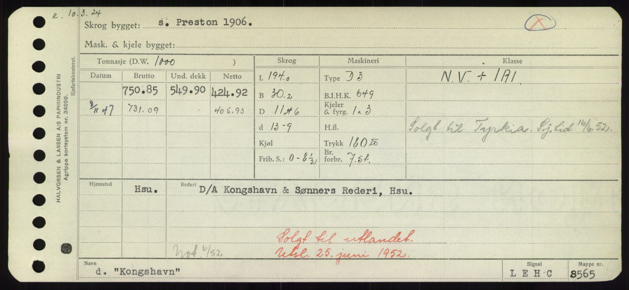 Sjøfartsdirektoratet med forløpere, Skipsmålingen, RA/S-1627/H/Hd/L0020: Fartøy, K-Kon, p. 557