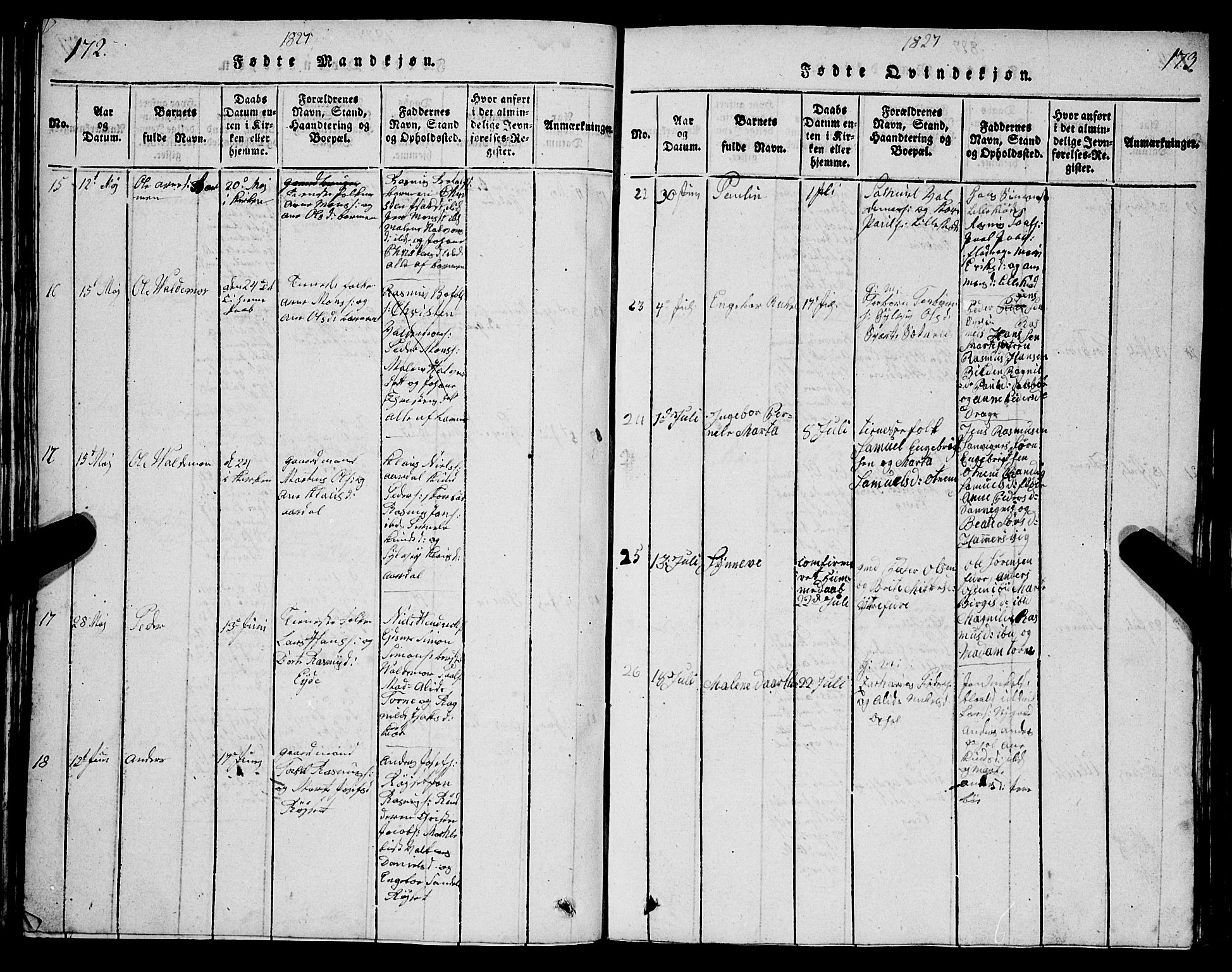 Selje sokneprestembete, AV/SAB-A-99938/H/Ha/Hab/Haba: Parish register (copy) no. A 1, 1816-1828, p. 172-173