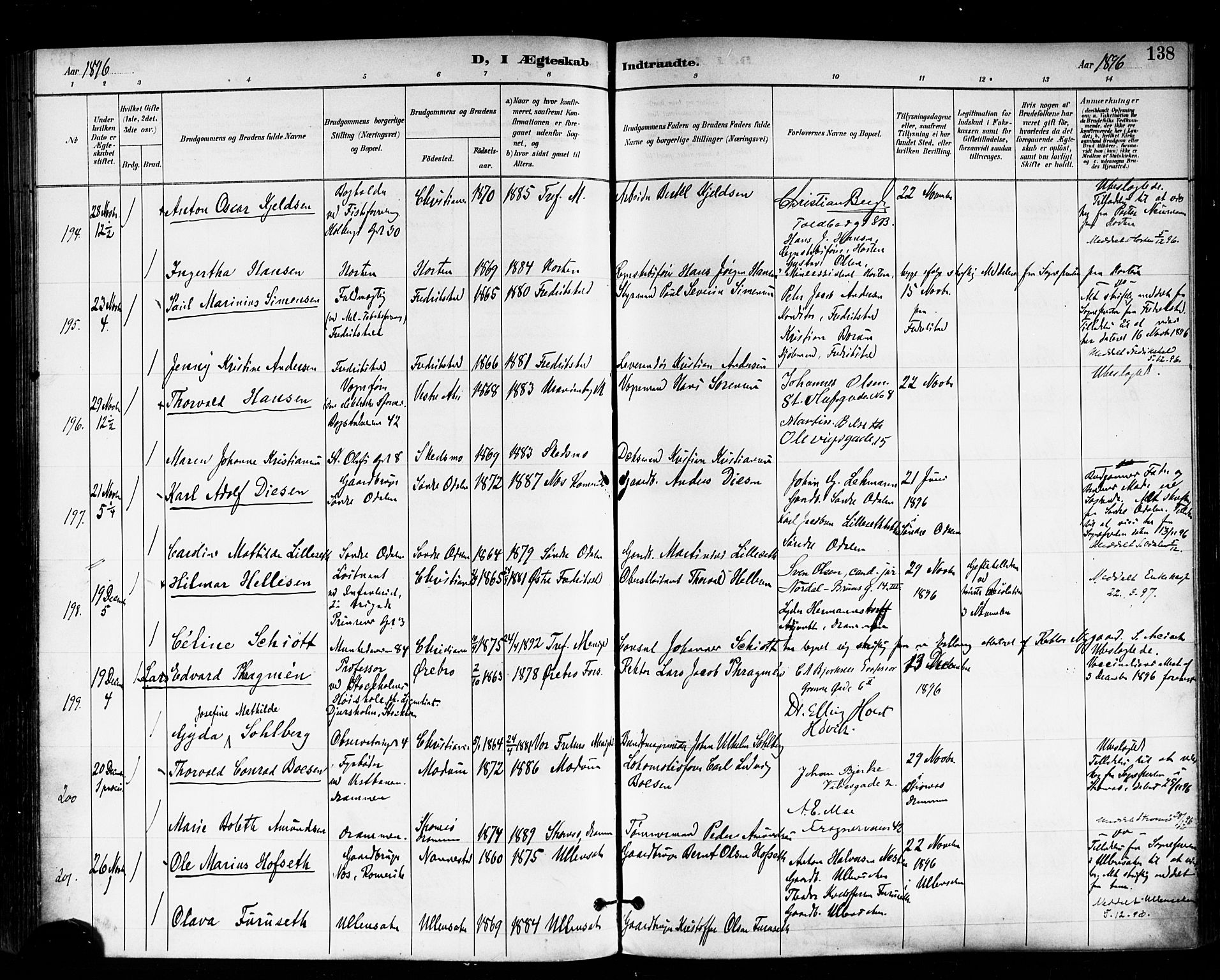 Trefoldighet prestekontor Kirkebøker, SAO/A-10882/F/Fc/L0004: Parish register (official) no. III 4, 1891-1900, p. 138