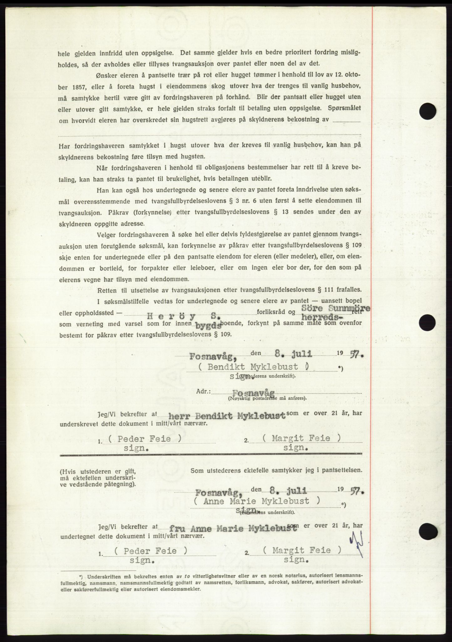 Søre Sunnmøre sorenskriveri, AV/SAT-A-4122/1/2/2C/L0130: Mortgage book no. 18B, 1957-1958, Diary no: : 1678/1957