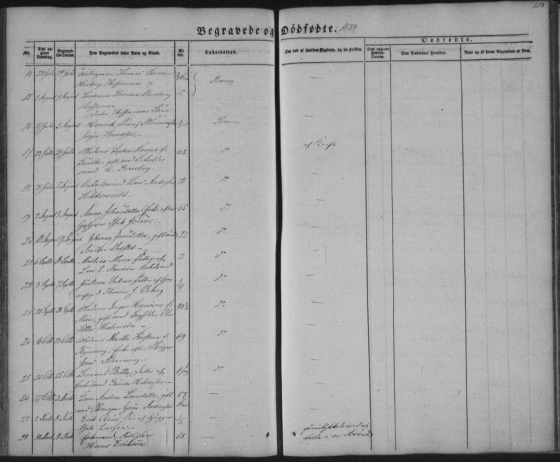 Brevik kirkebøker, AV/SAKO-A-255/F/Fa/L0005: Parish register (official) no. 5, 1847-1865, p. 258