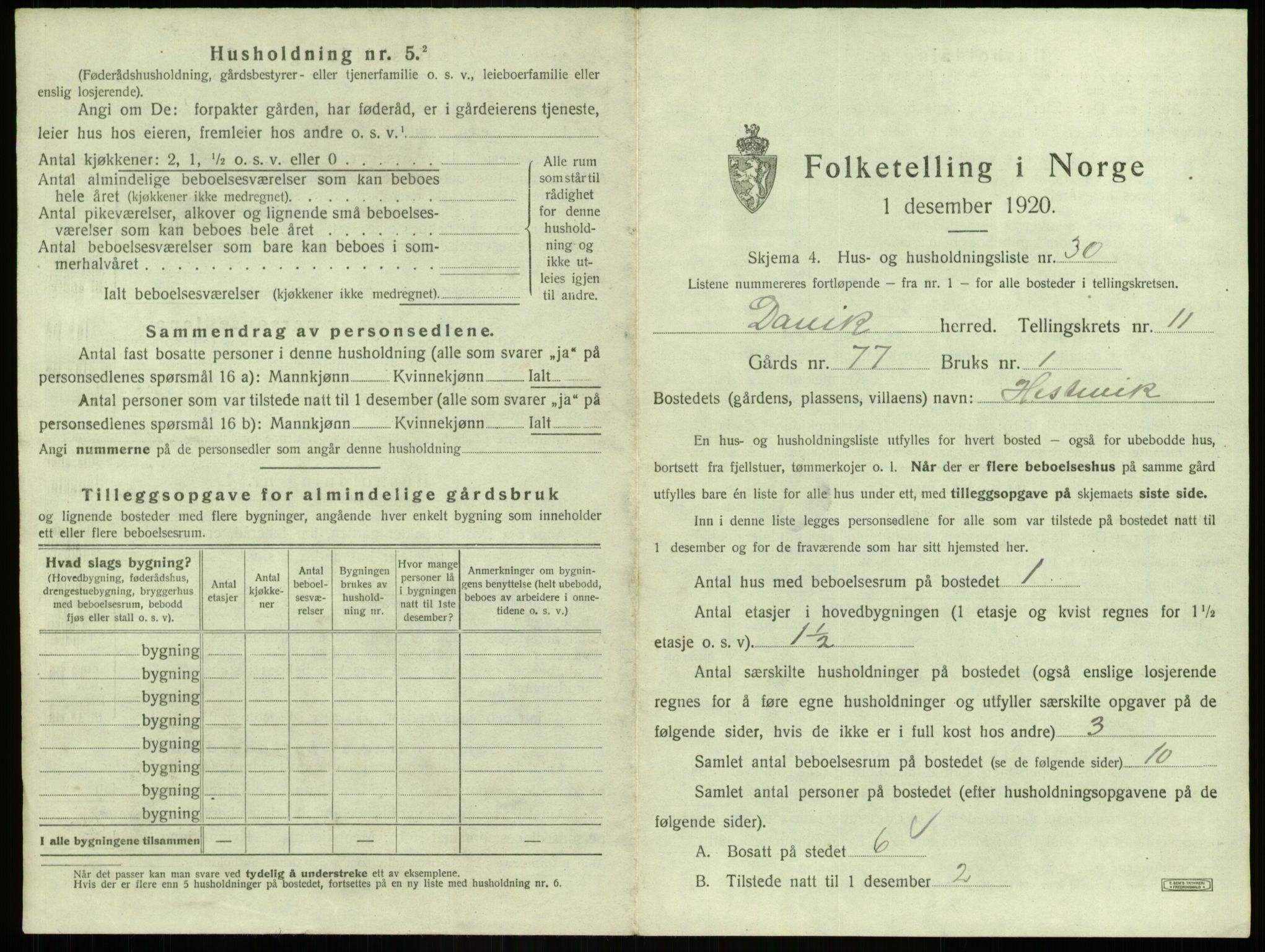 SAB, 1920 census for Davik, 1920, p. 790