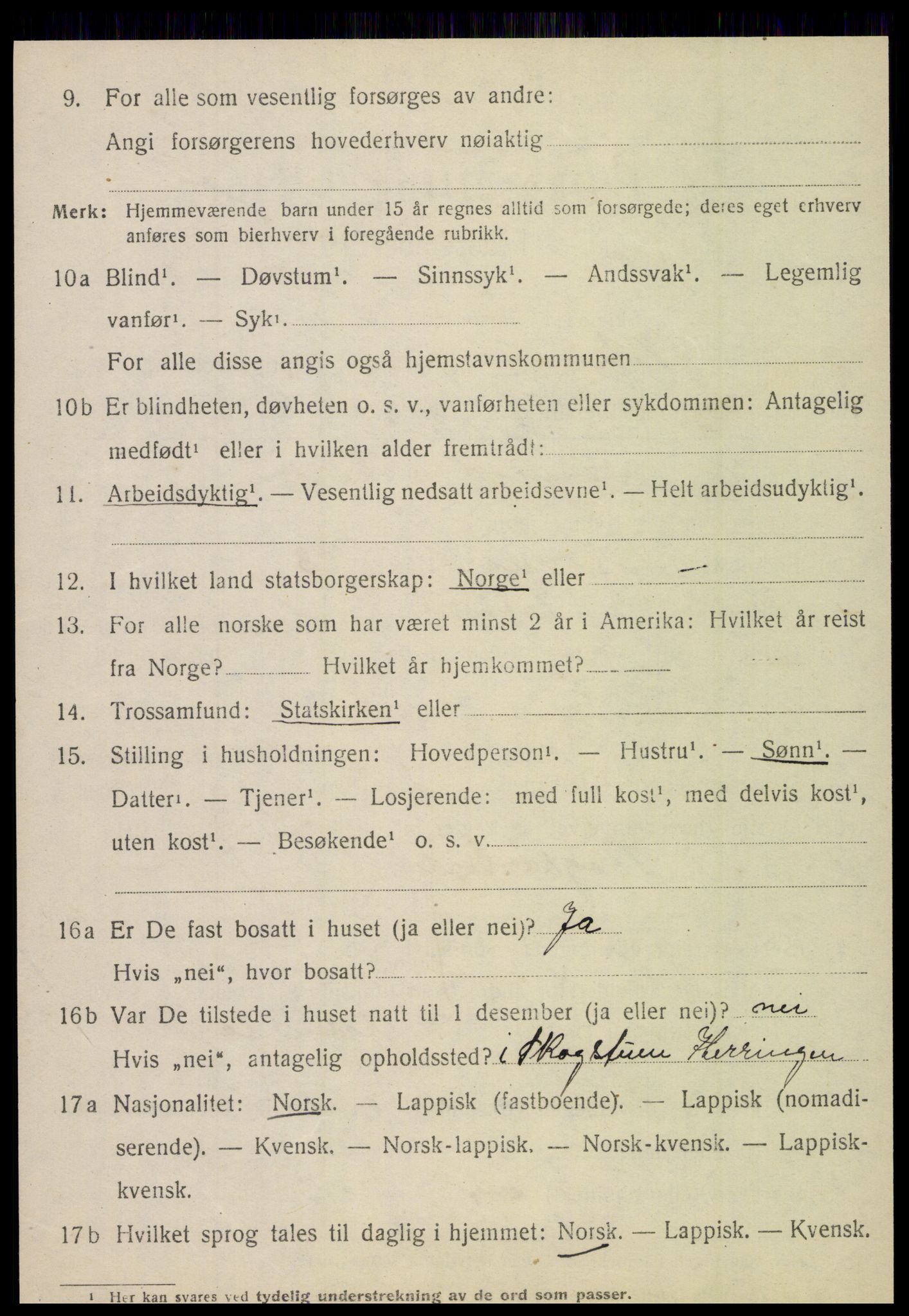 SAT, 1920 census for Vefsn, 1920, p. 9456