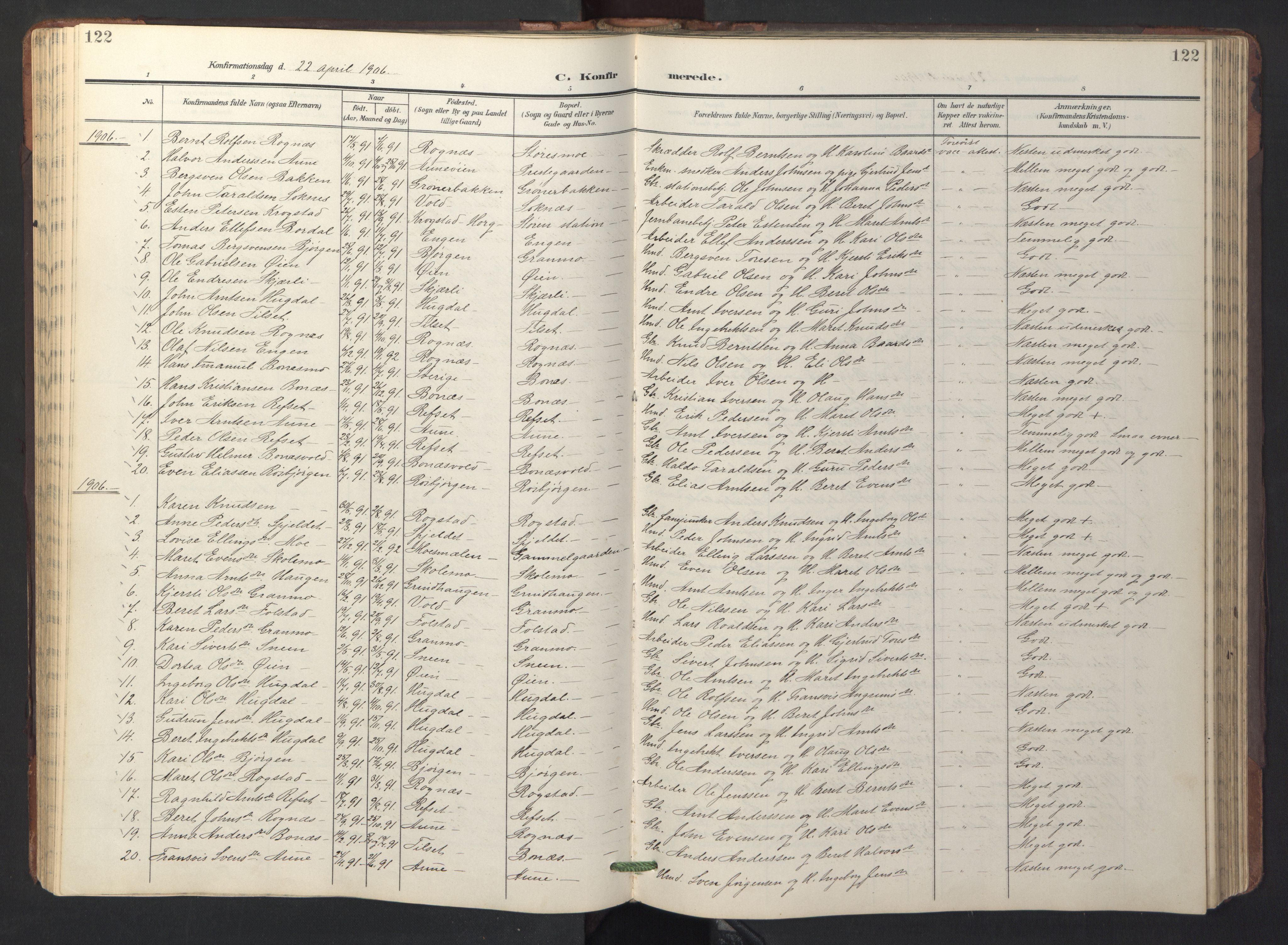 Ministerialprotokoller, klokkerbøker og fødselsregistre - Sør-Trøndelag, SAT/A-1456/687/L1019: Parish register (copy) no. 687C03, 1904-1931, p. 122