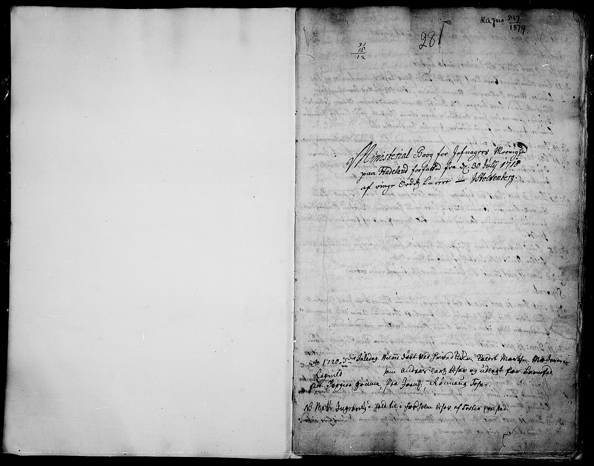 Jevnaker prestekontor, SAH/PREST-116/H/Ha/Haa/L0001: Parish register (official) no. 1, 1718-1725