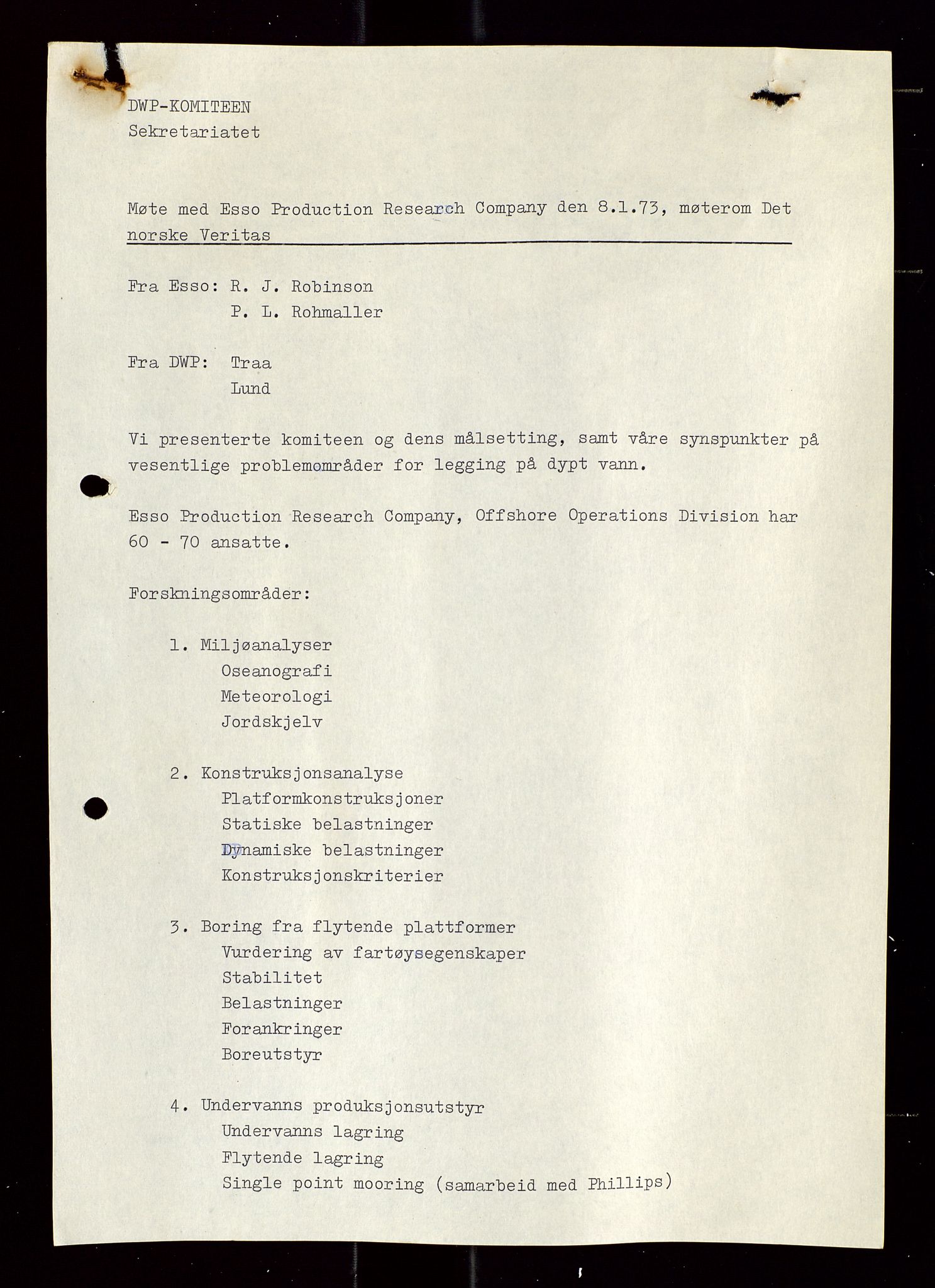 Industridepartementet, Oljekontoret, AV/SAST-A-101348/Di/L0003: DWP, møtereferater, 1972-1974, p. 281