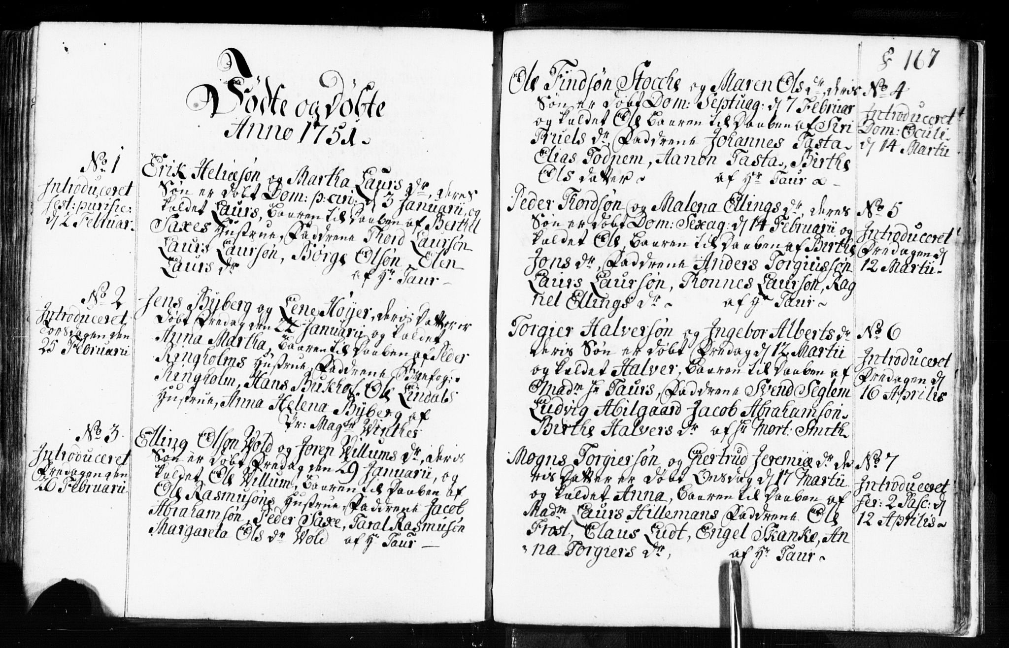 Domkirken sokneprestkontor, SAST/A-101812/001/30/30BB/L0003: Parish register (copy) no. B 3, 1733-1751, p. 167
