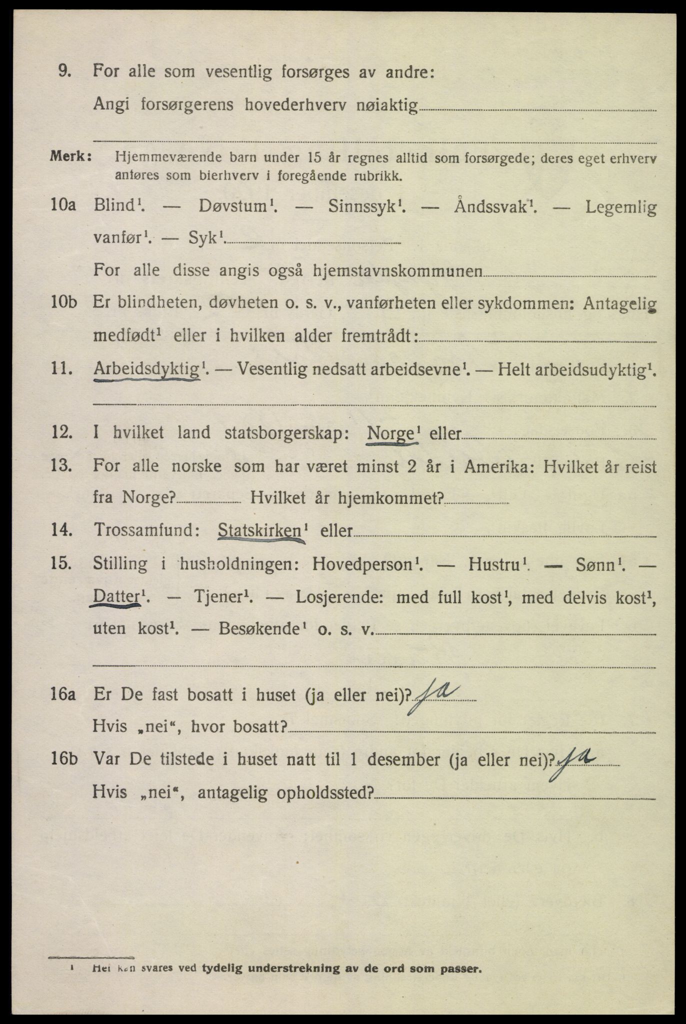 SAK, 1920 census for Lyngdal, 1920, p. 5486