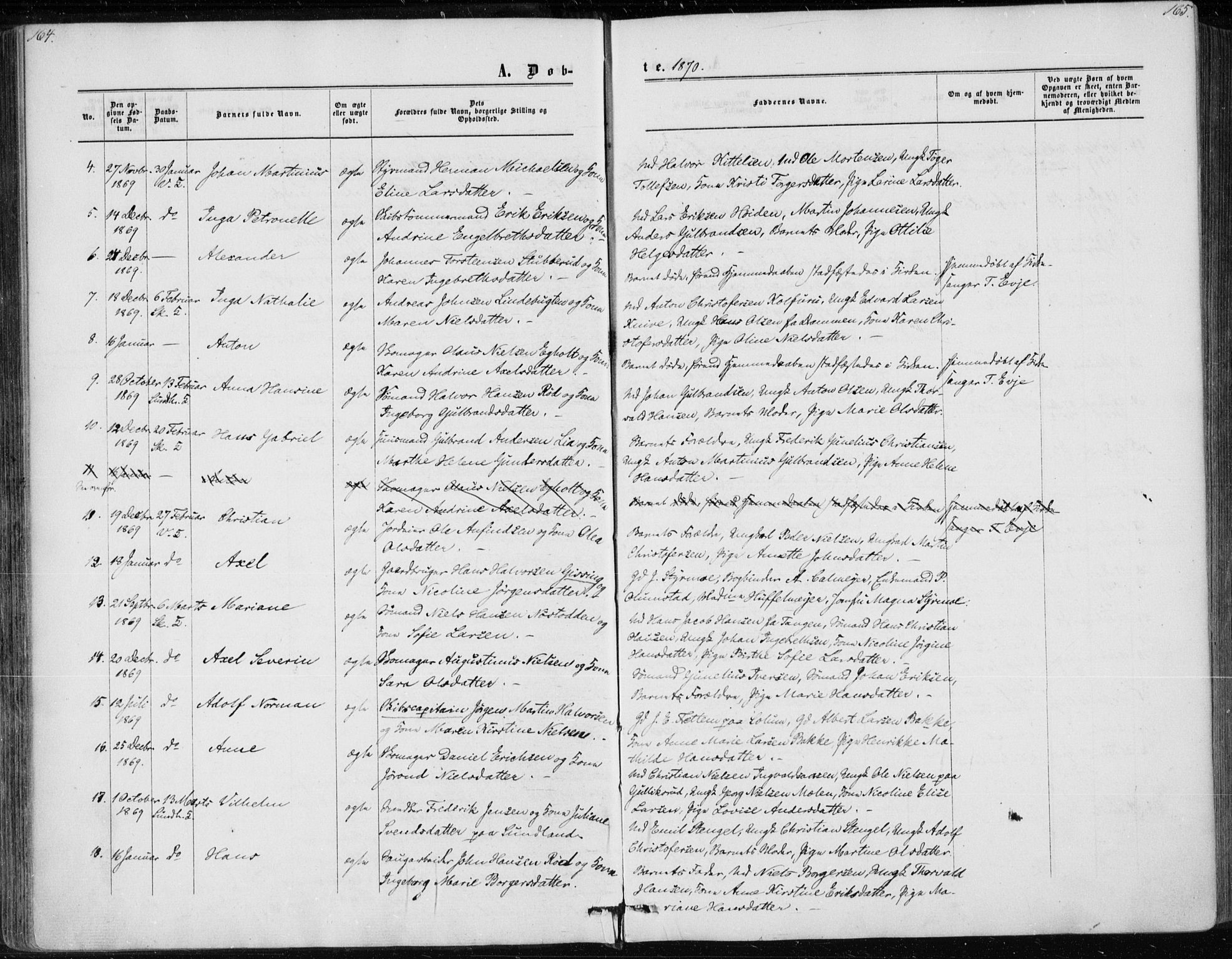 Skoger kirkebøker, AV/SAKO-A-59/F/Fa/L0004: Parish register (official) no. I 4, 1862-1872, p. 164-165