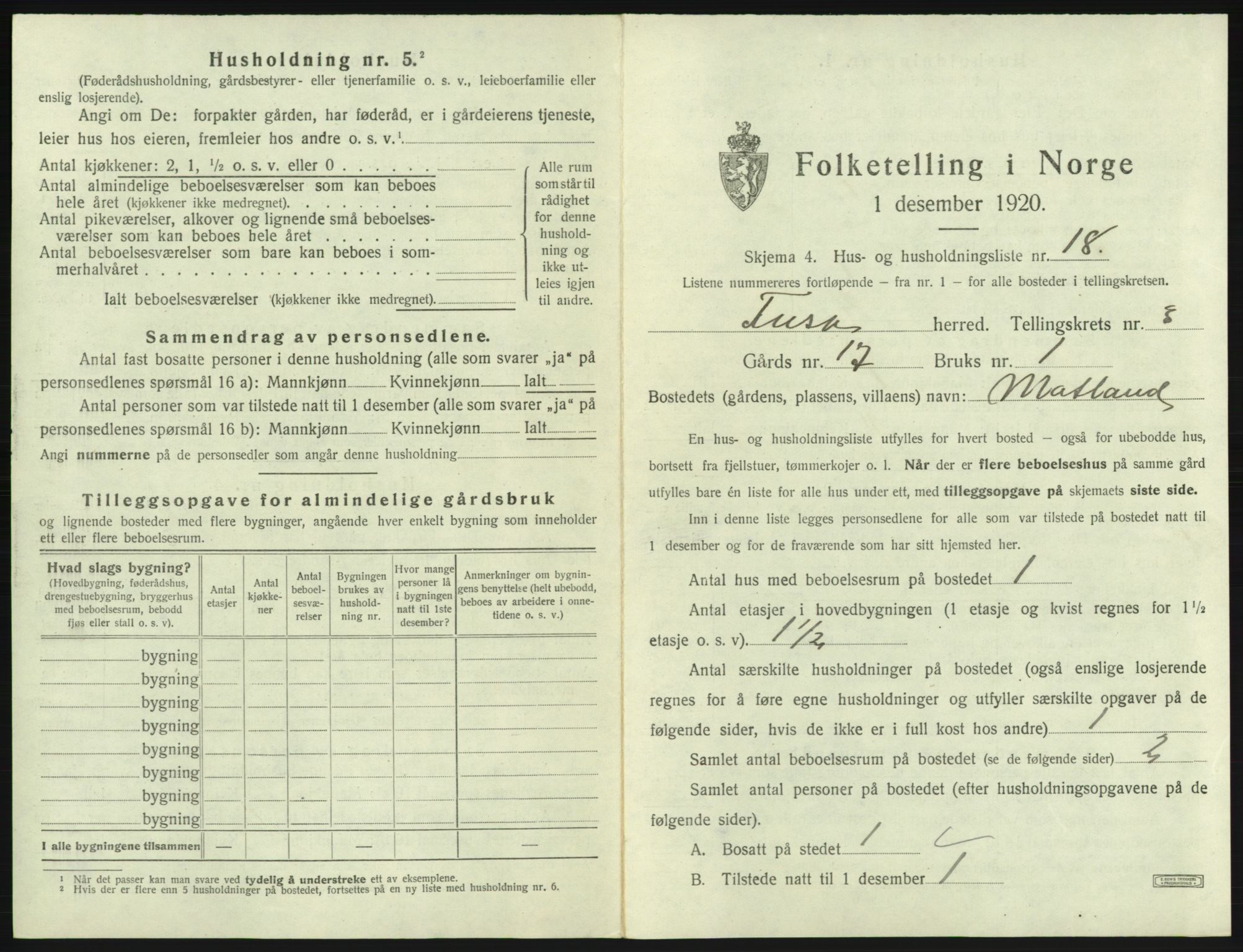 SAB, 1920 census for Fusa, 1920, p. 174