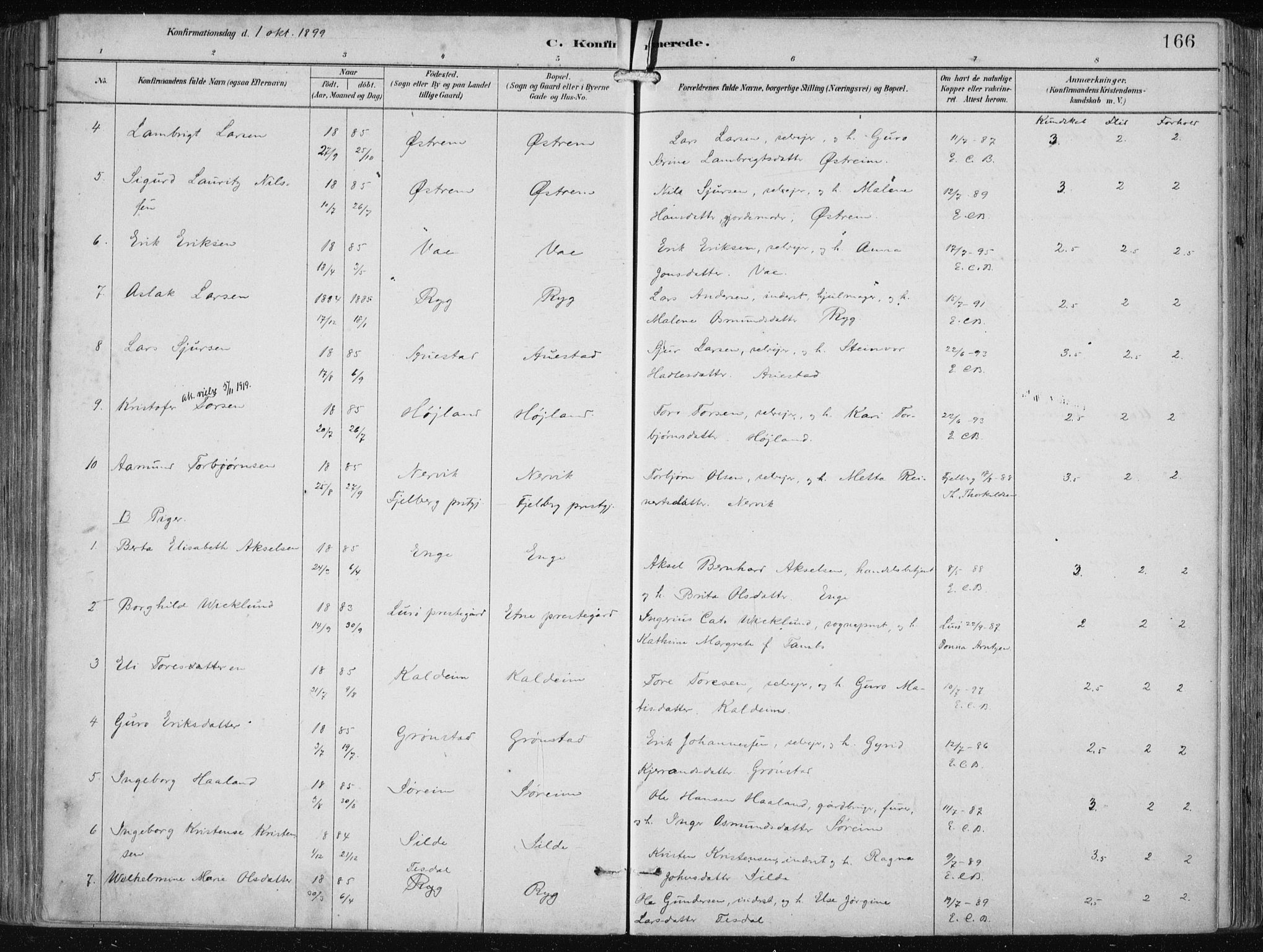 Etne sokneprestembete, AV/SAB-A-75001/H/Haa: Parish register (official) no. B  1, 1879-1919, p. 166