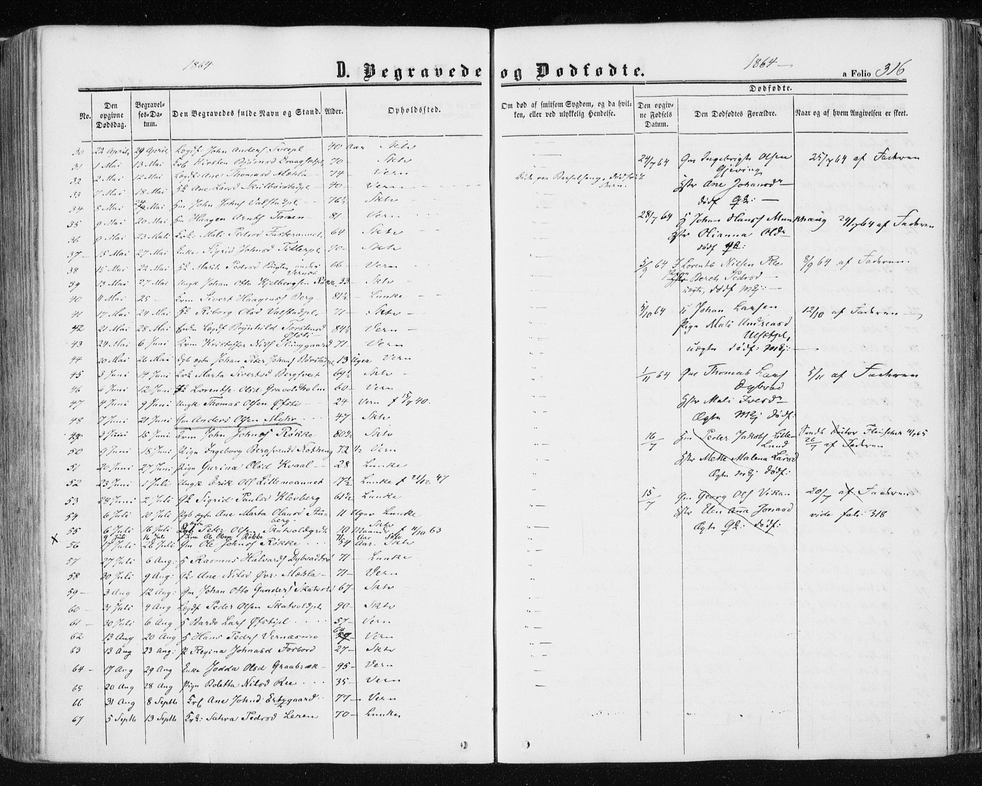 Ministerialprotokoller, klokkerbøker og fødselsregistre - Nord-Trøndelag, SAT/A-1458/709/L0075: Parish register (official) no. 709A15, 1859-1870, p. 316