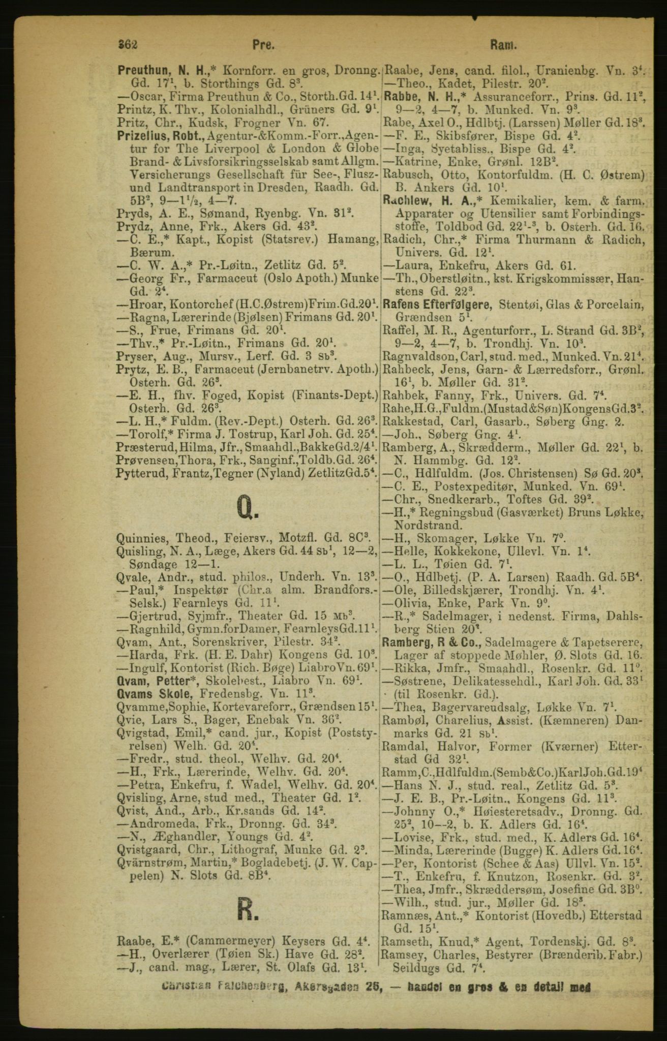Kristiania/Oslo adressebok, PUBL/-, 1888, p. 362