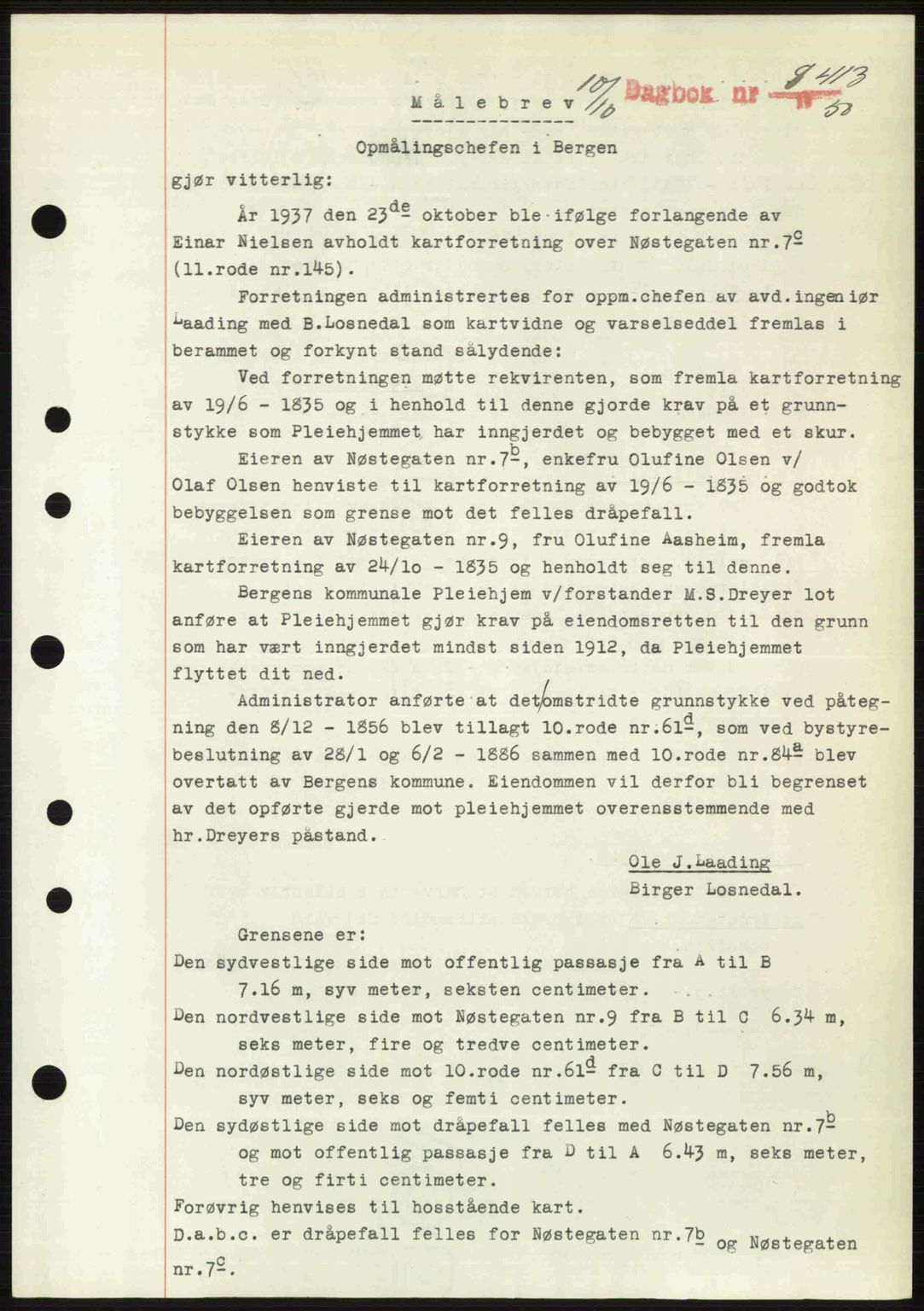 Byfogd og Byskriver i Bergen, SAB/A-3401/03/03Bc/L0034: Mortgage book no. A27-28, 1950-1950, Diary no: : 8413/1950
