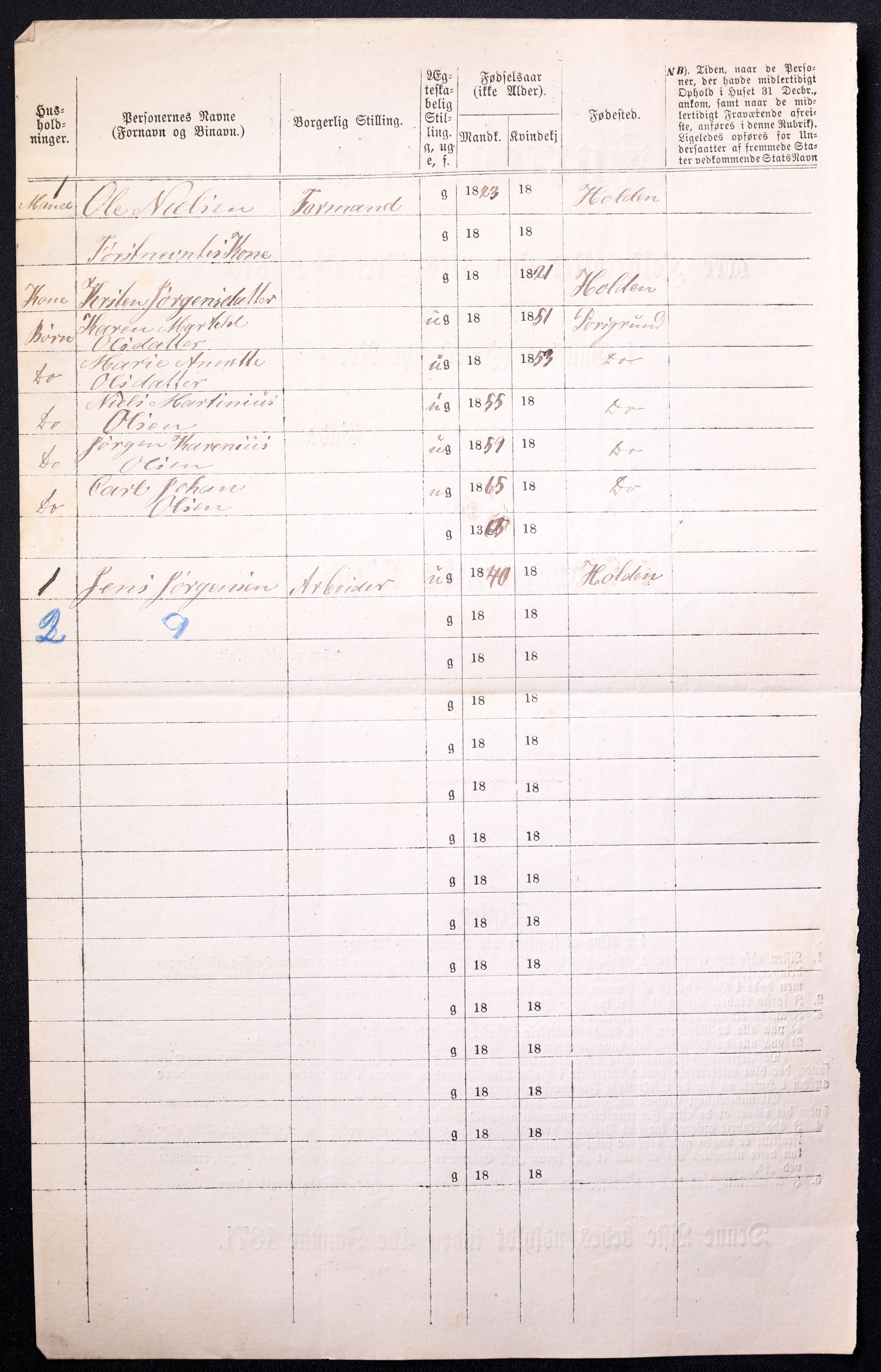 RA, 1870 census for 0805 Porsgrunn, 1870, p. 204