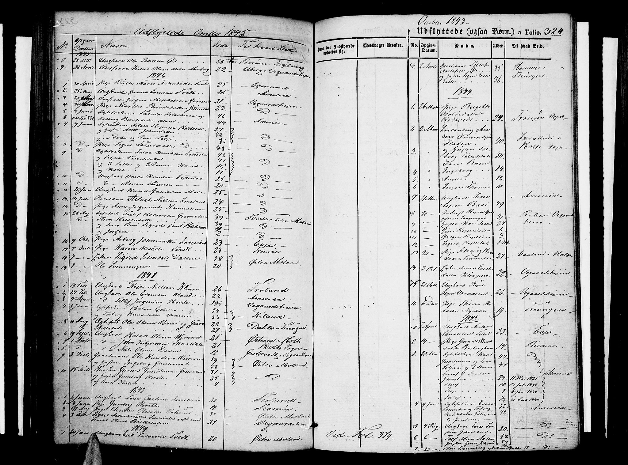 Åmli sokneprestkontor, SAK/1111-0050/F/Fa/Fac/L0007: Parish register (official) no. A 7 /1, 1829-1851, p. 324