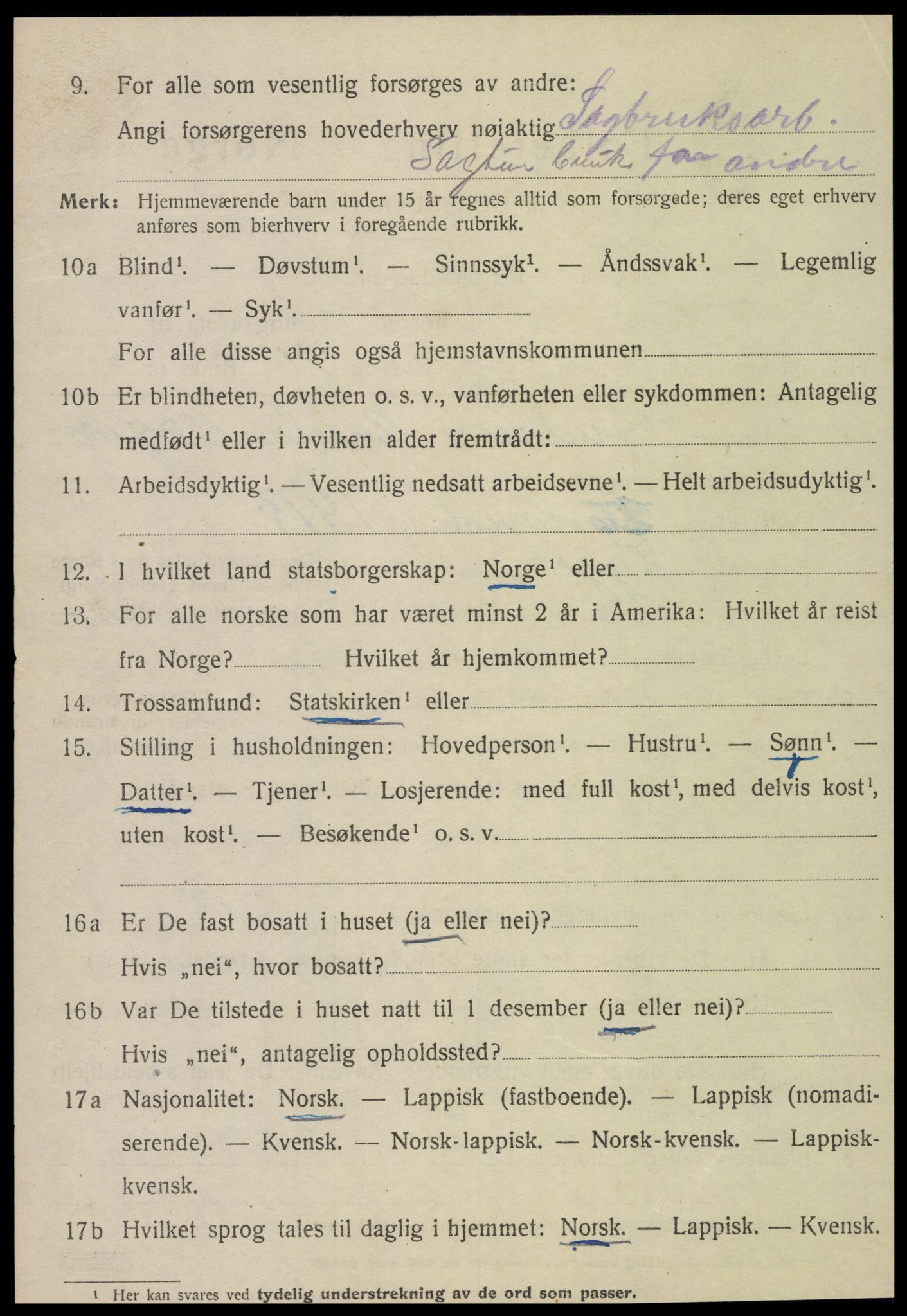 SAT, 1920 census for Åsen, 1920, p. 4007