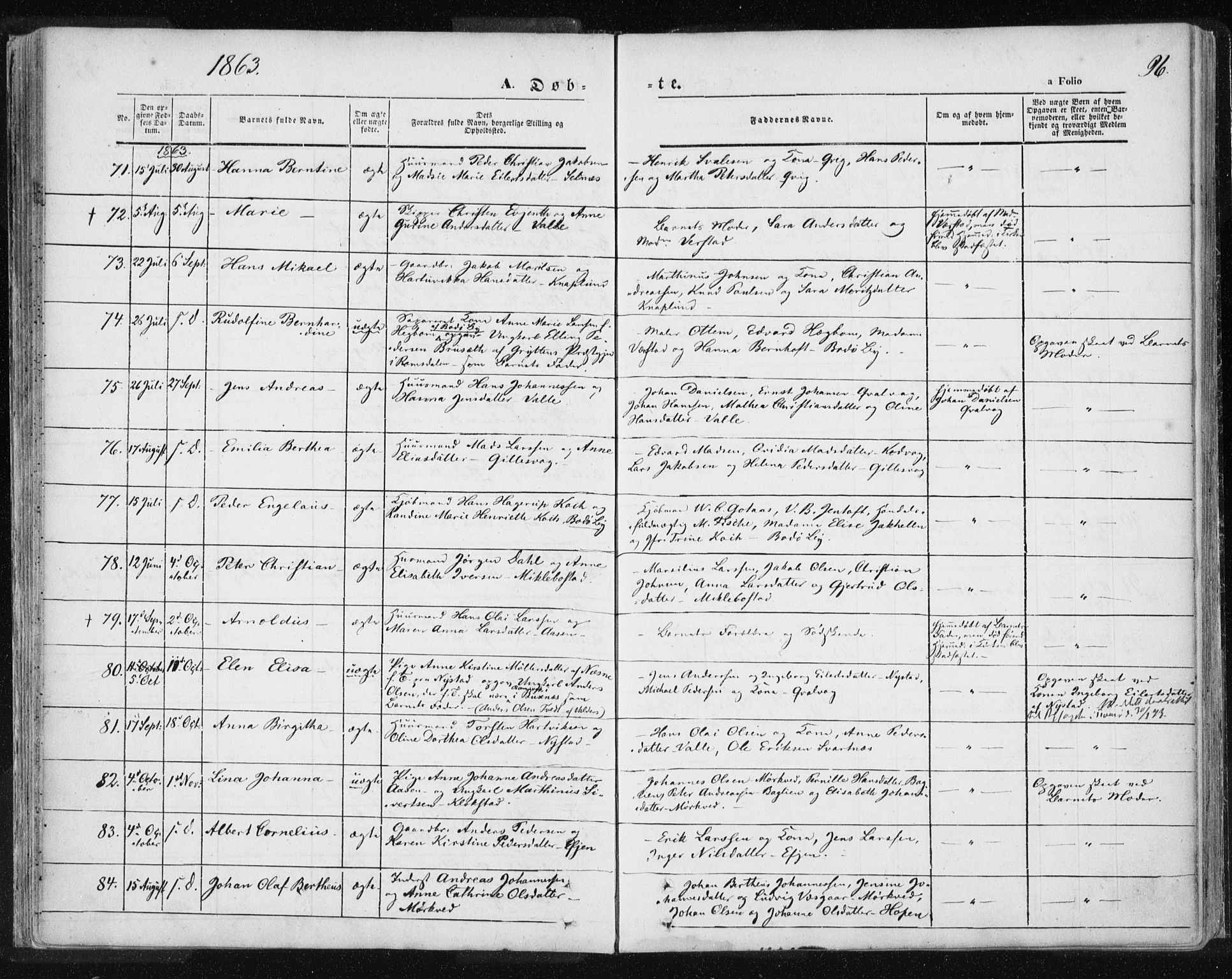 Ministerialprotokoller, klokkerbøker og fødselsregistre - Nordland, SAT/A-1459/801/L0007: Parish register (official) no. 801A07, 1845-1863, p. 96