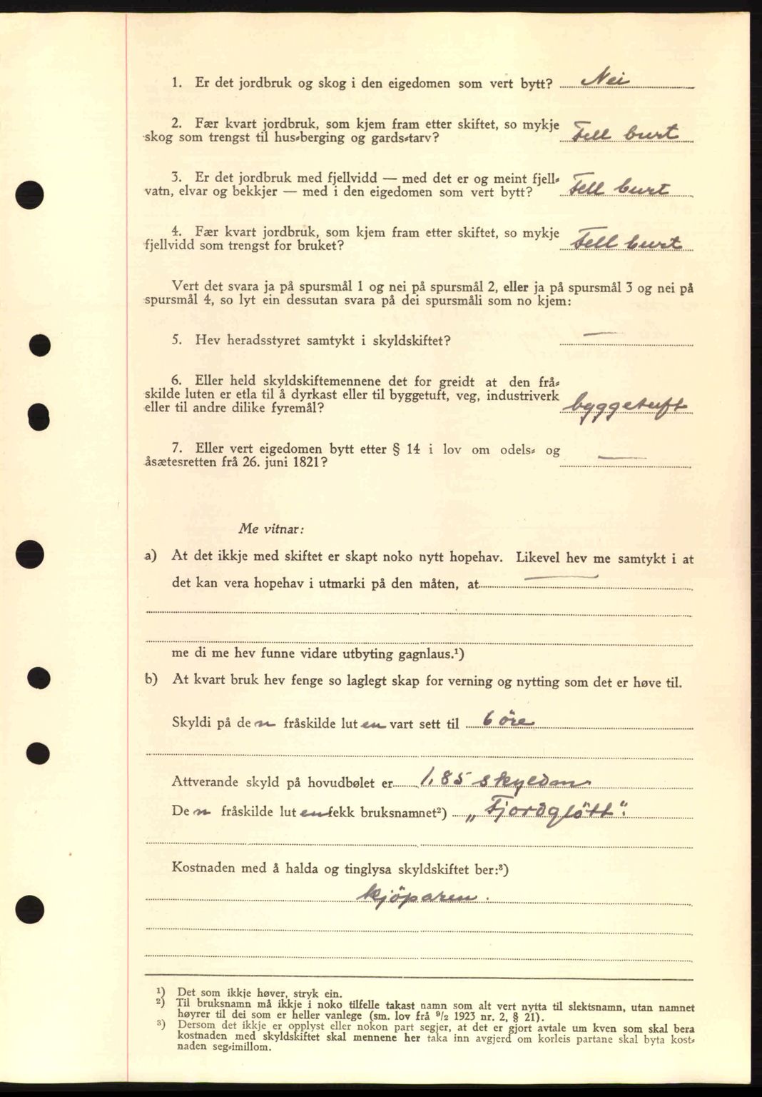 Nordre Sunnmøre sorenskriveri, SAT/A-0006/1/2/2C/2Ca: Mortgage book no. A11, 1941-1941, Diary no: : 1529/1941