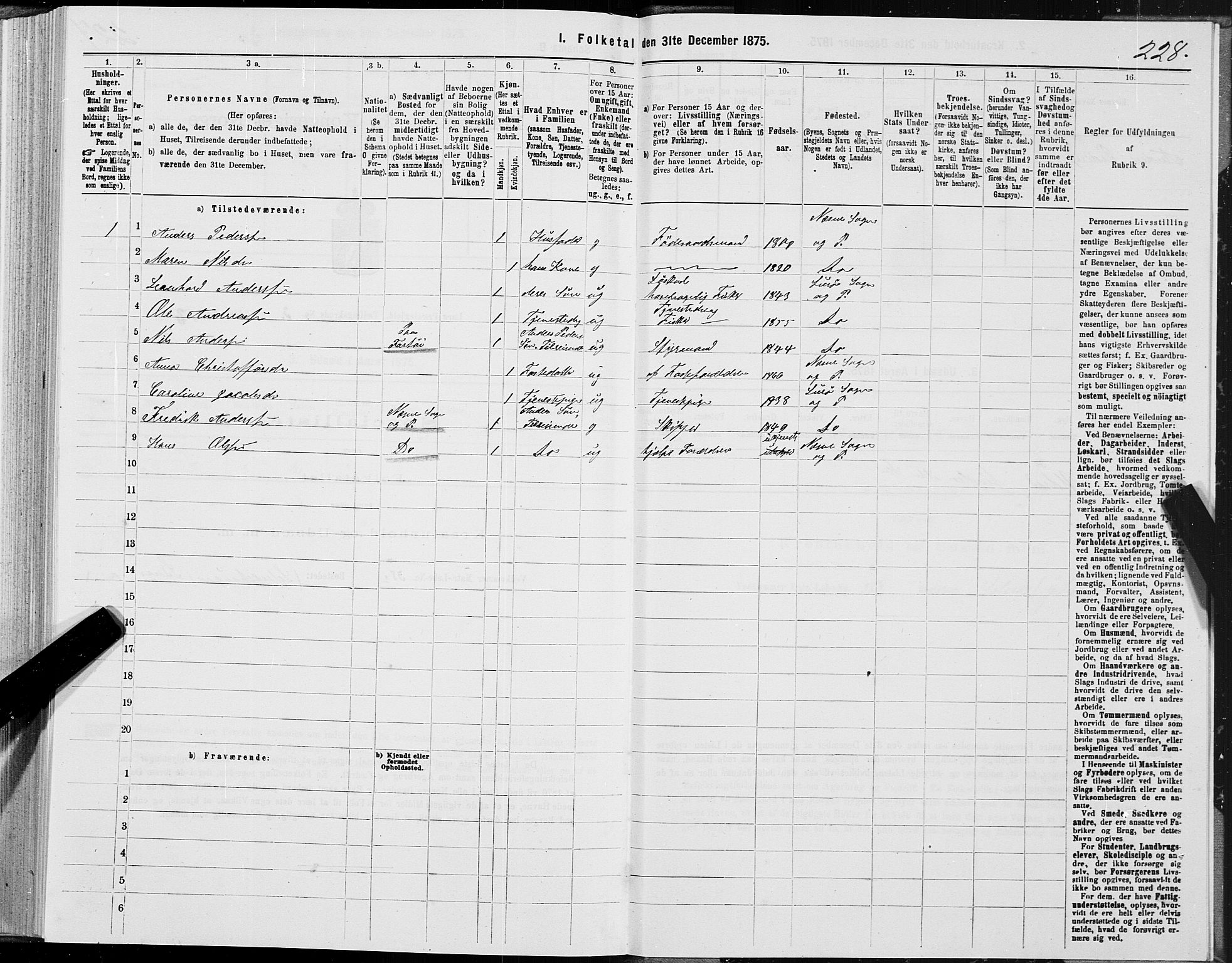 SAT, 1875 census for 1834P Lurøy, 1875, p. 2228