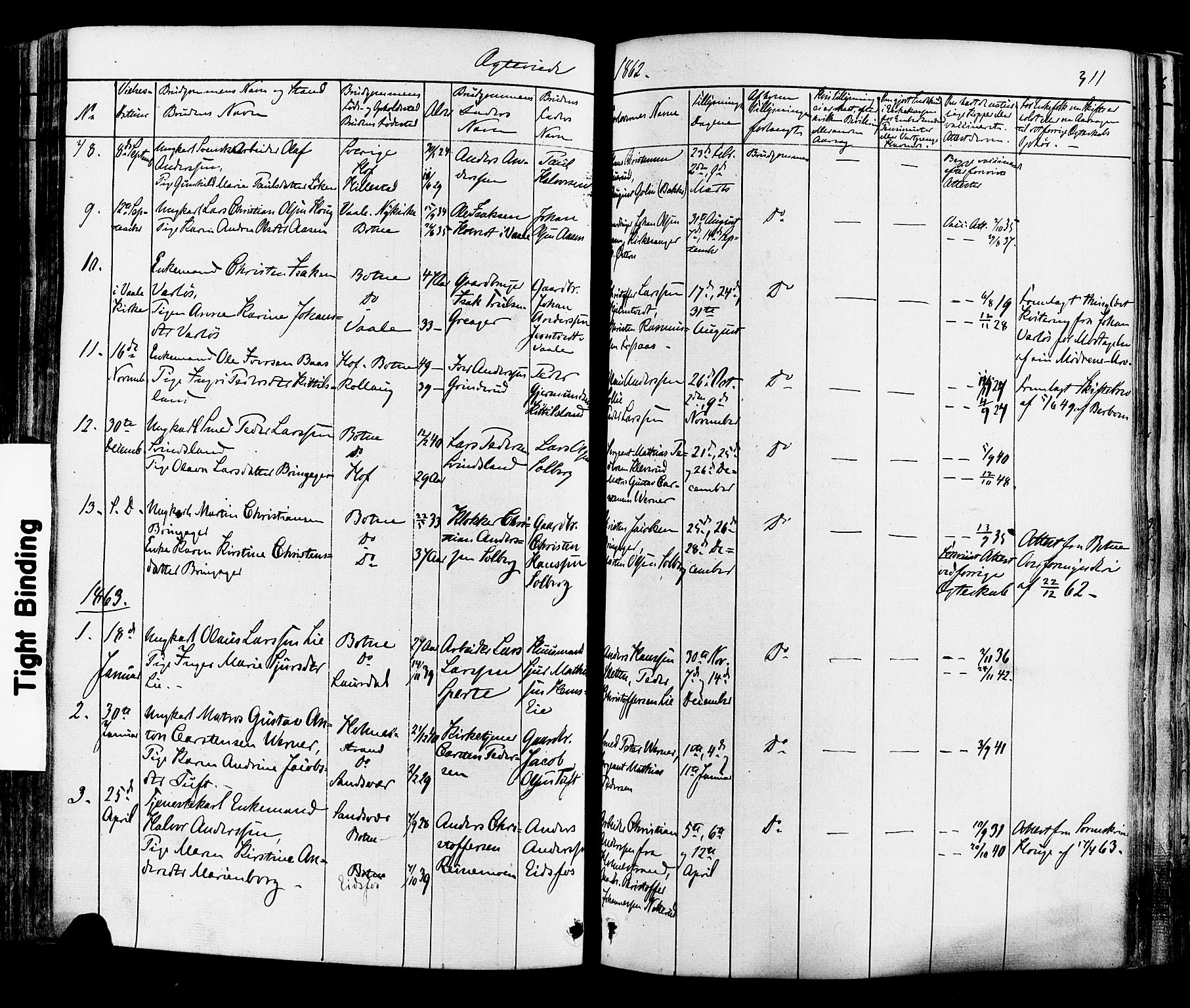 Botne kirkebøker, AV/SAKO-A-340/F/Fa/L0006: Parish register (official) no. I 6, 1836-1877, p. 311