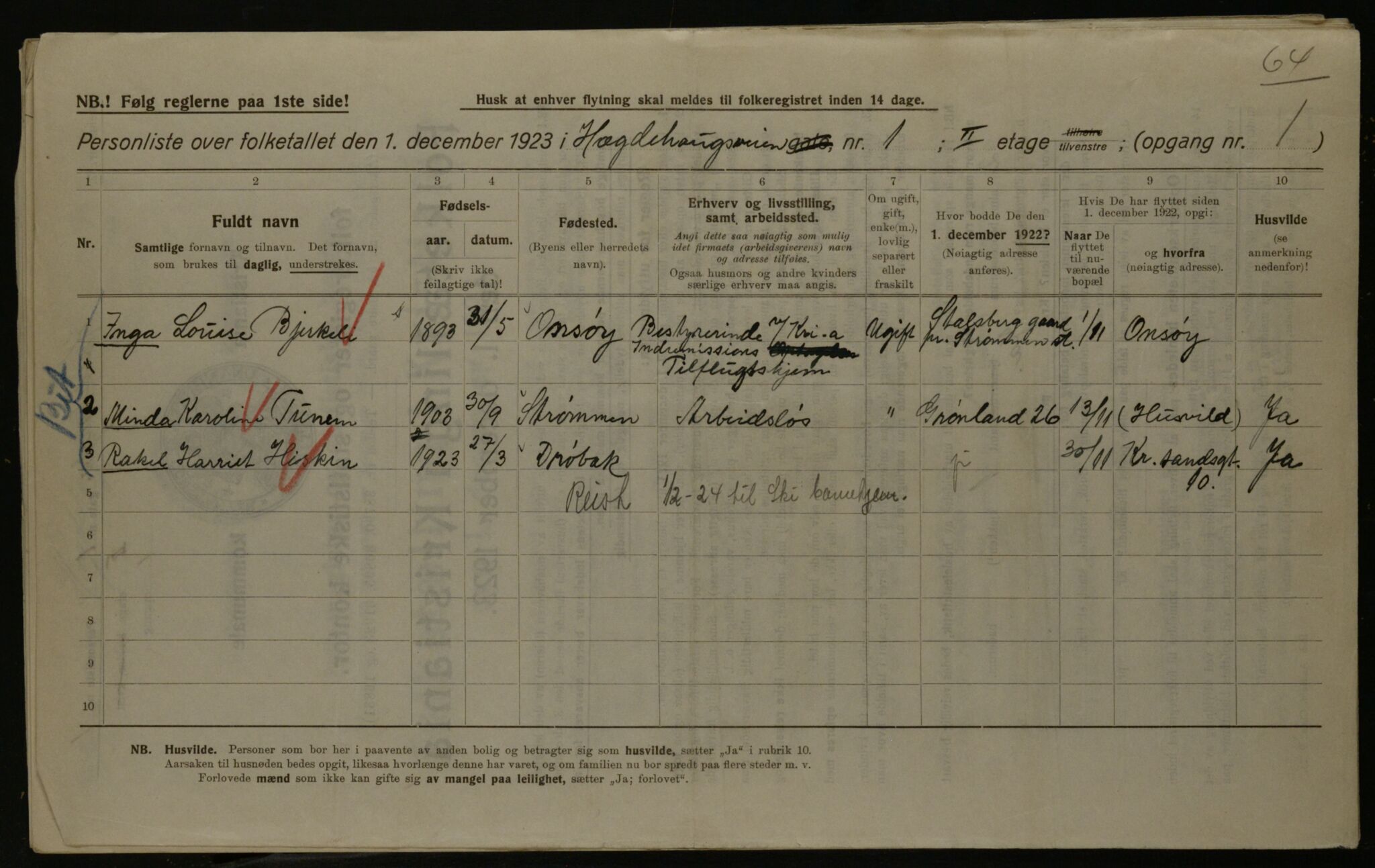 OBA, Municipal Census 1923 for Kristiania, 1923, p. 40142