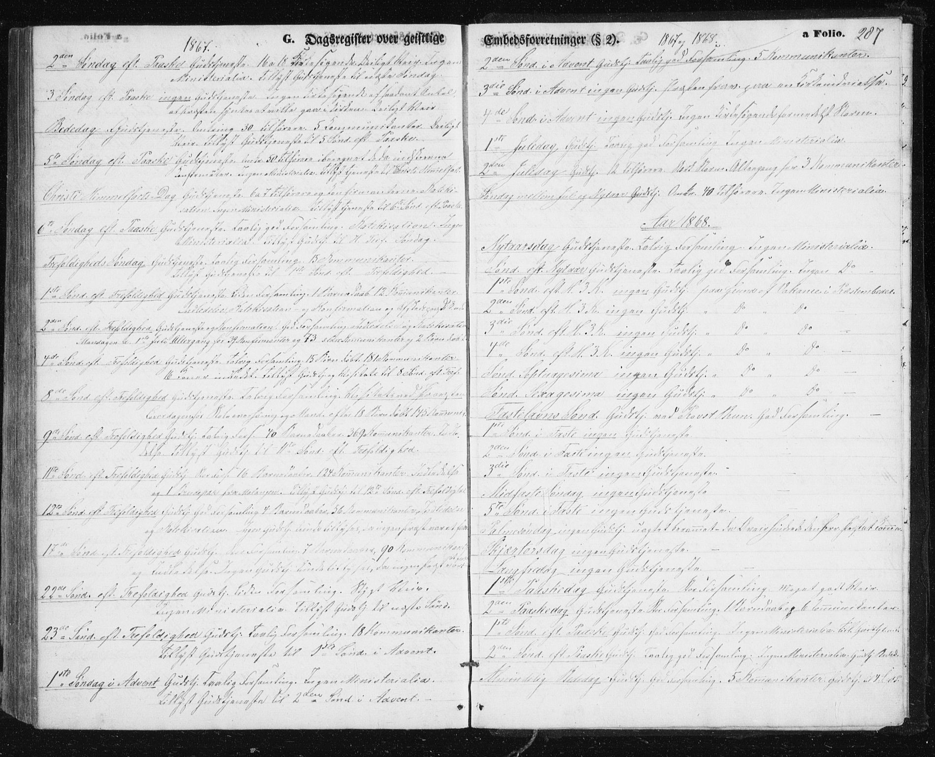 Lenvik sokneprestembete, SATØ/S-1310/H/Ha/Hab/L0004klokker: Parish register (copy) no. 4, 1859-1869, p. 287
