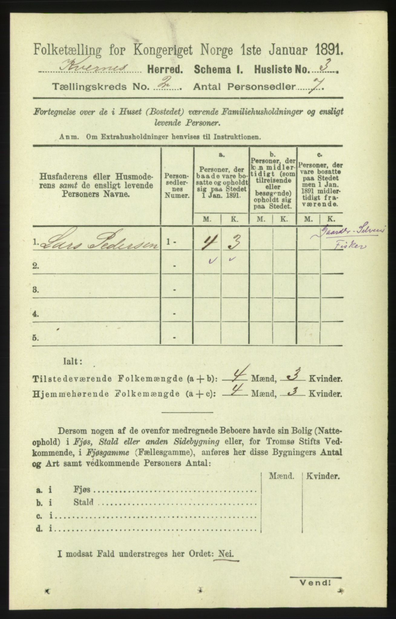 RA, 1891 census for 1553 Kvernes, 1891, p. 639