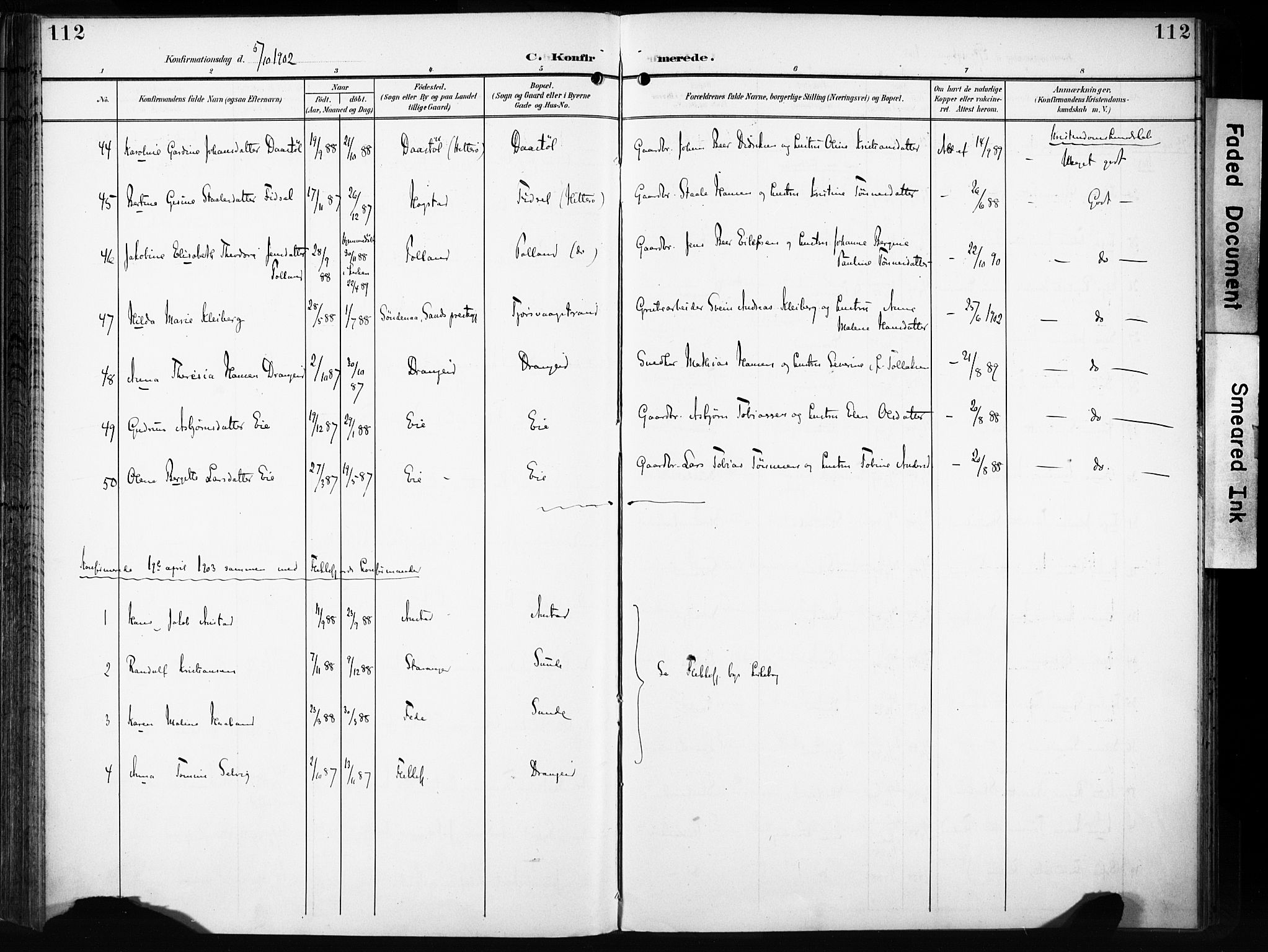 Flekkefjord sokneprestkontor, AV/SAK-1111-0012/F/Fa/Fac/L0009: Parish register (official) no. A 9, 1899-1909, p. 112