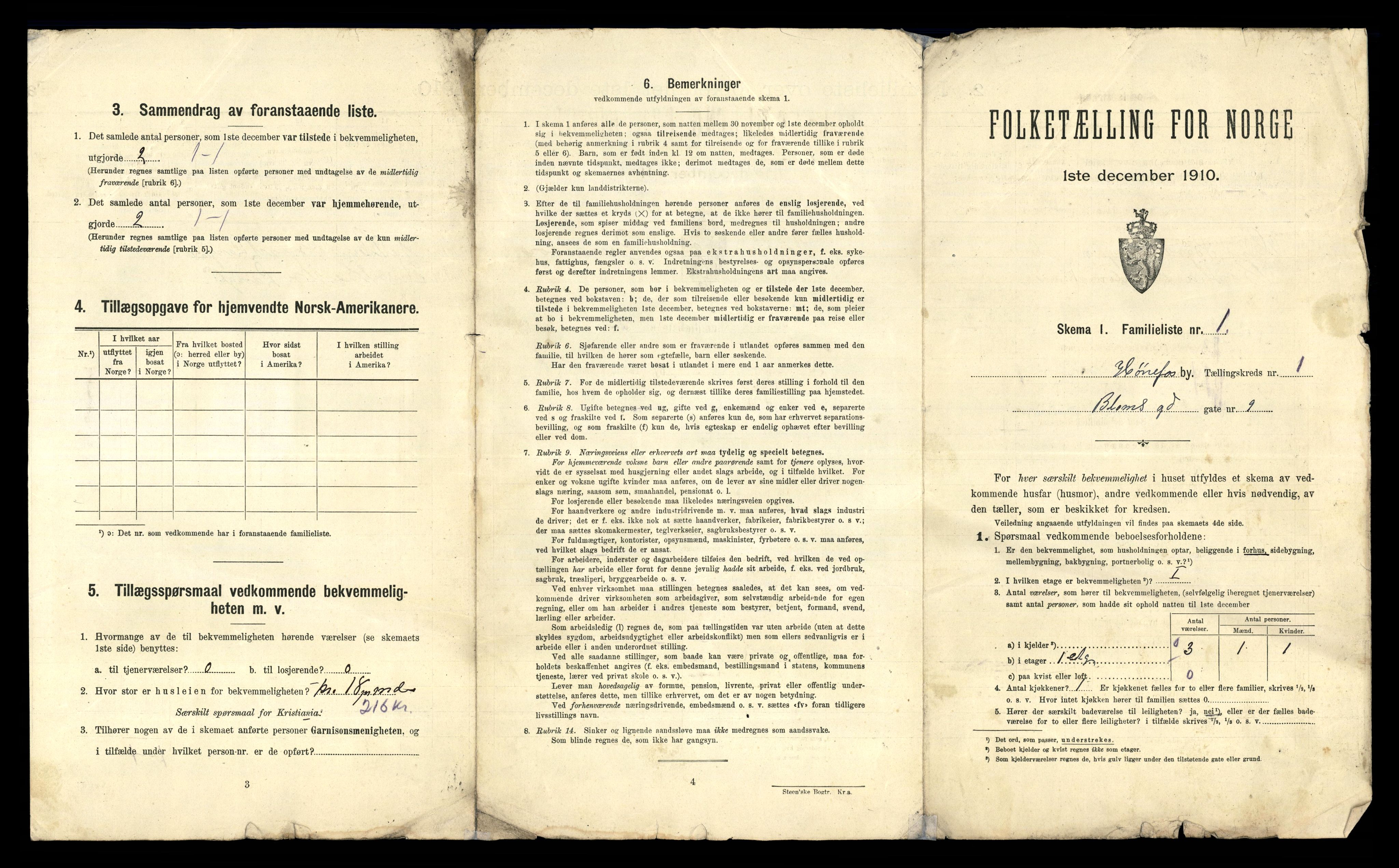 RA, 1910 census for Hønefoss, 1910, p. 35