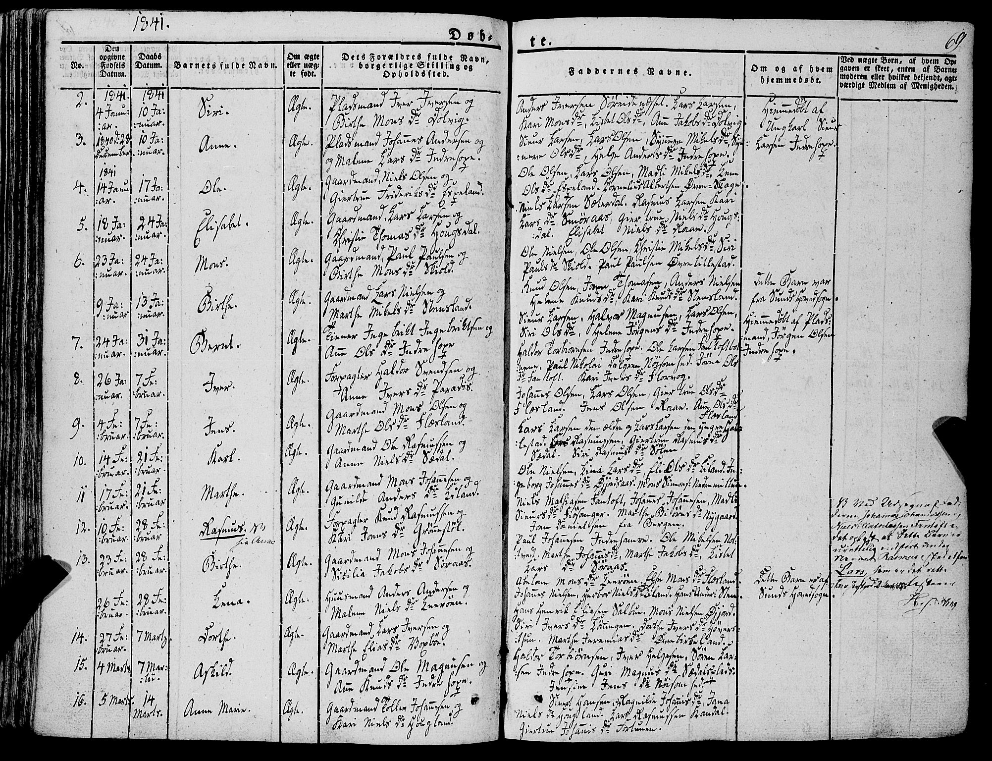 Fana Sokneprestembete, AV/SAB-A-75101/H/Haa/Haaa/L0008: Parish register (official) no. A 8, 1829-1851, p. 69