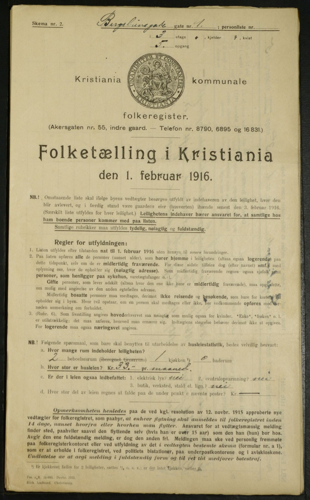 OBA, Municipal Census 1916 for Kristiania, 1916, p. 4069