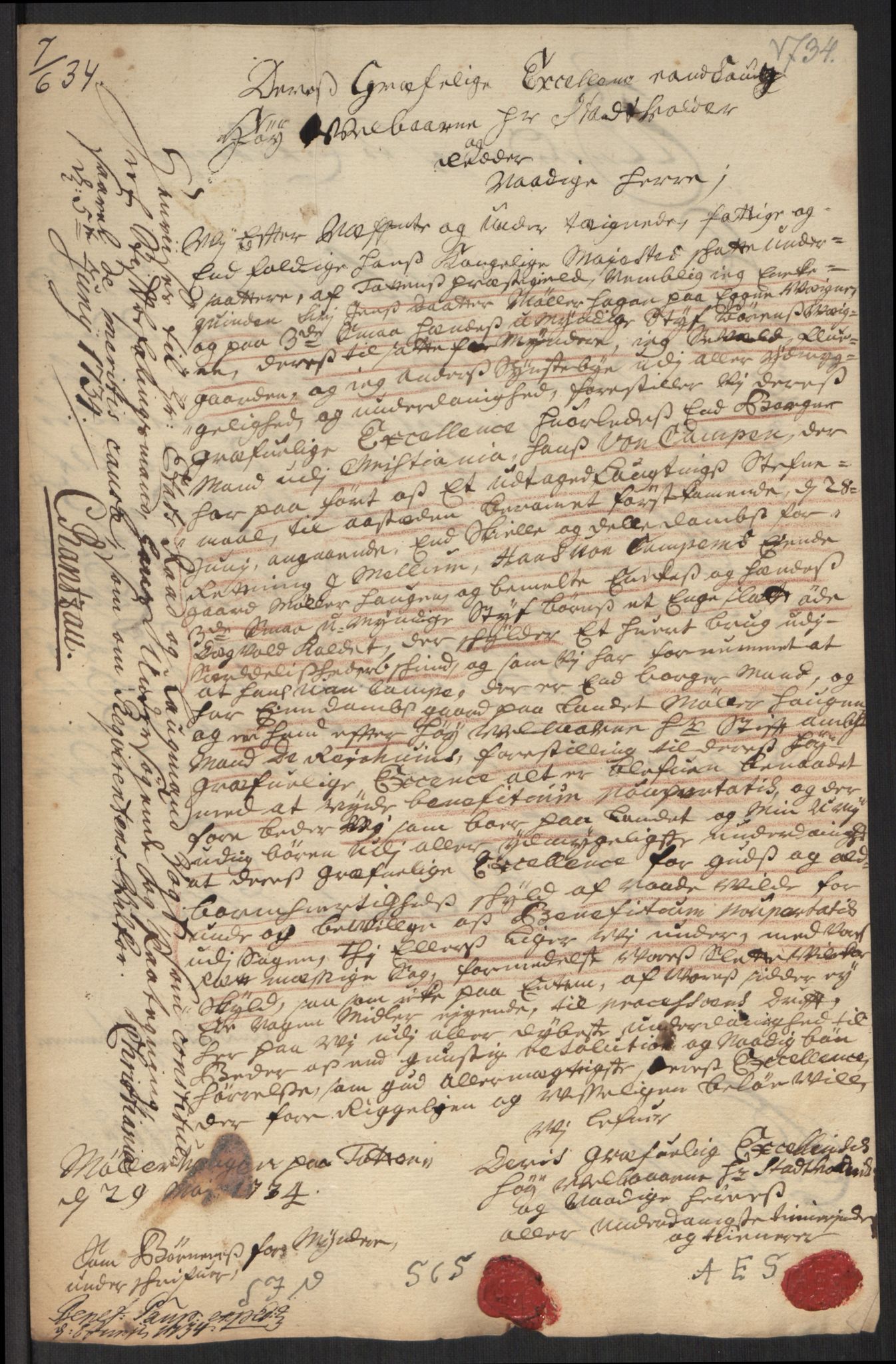 Stattholderembetet 1572-1771, AV/RA-EA-2870/Ef/L0107: Brev fra embetsmenn og andre, 1733-1734, p. 281