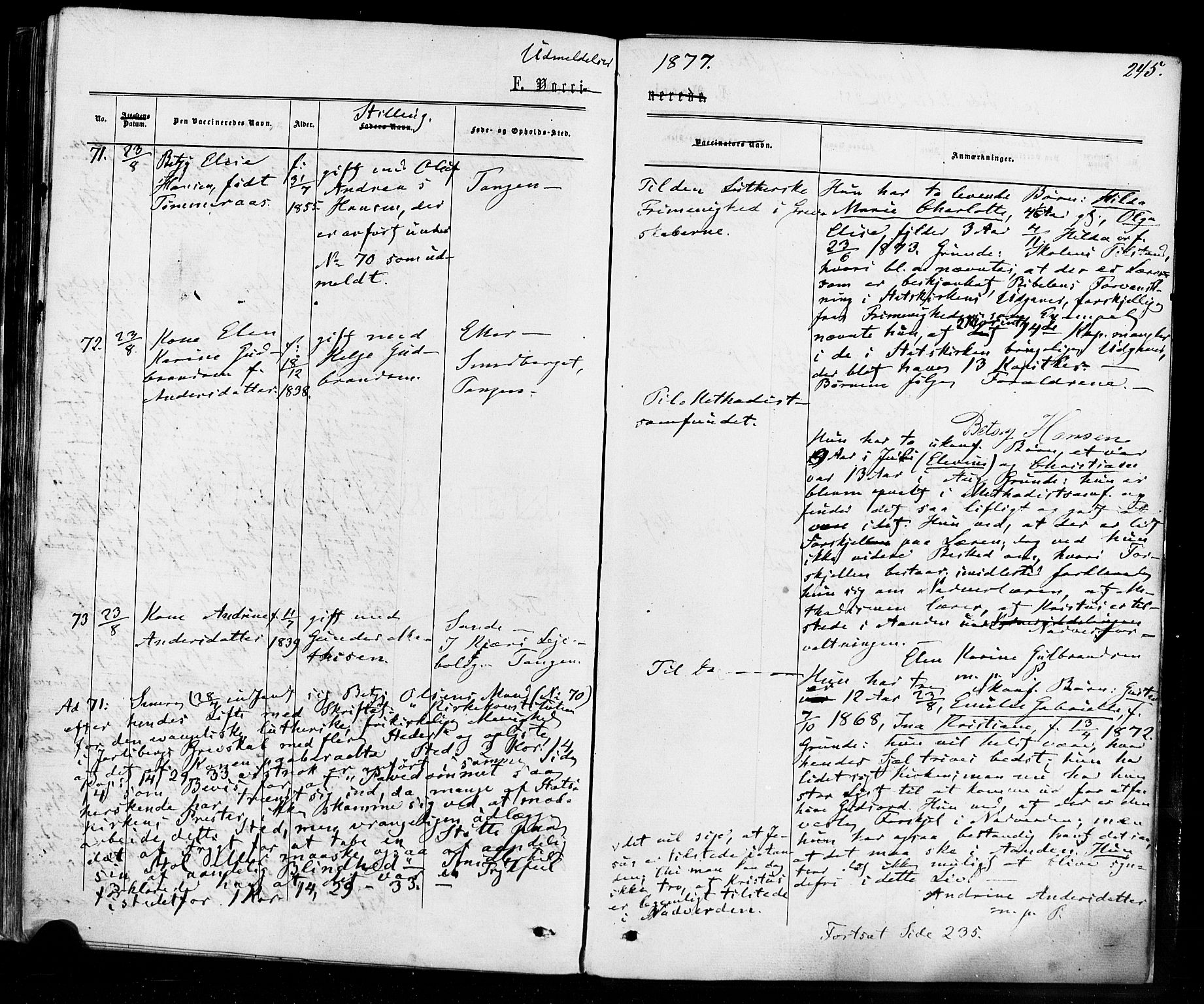 Strømsø kirkebøker, AV/SAKO-A-246/F/Fa/L0018: Parish register (official) no. I 18, 1865-1878, p. 245