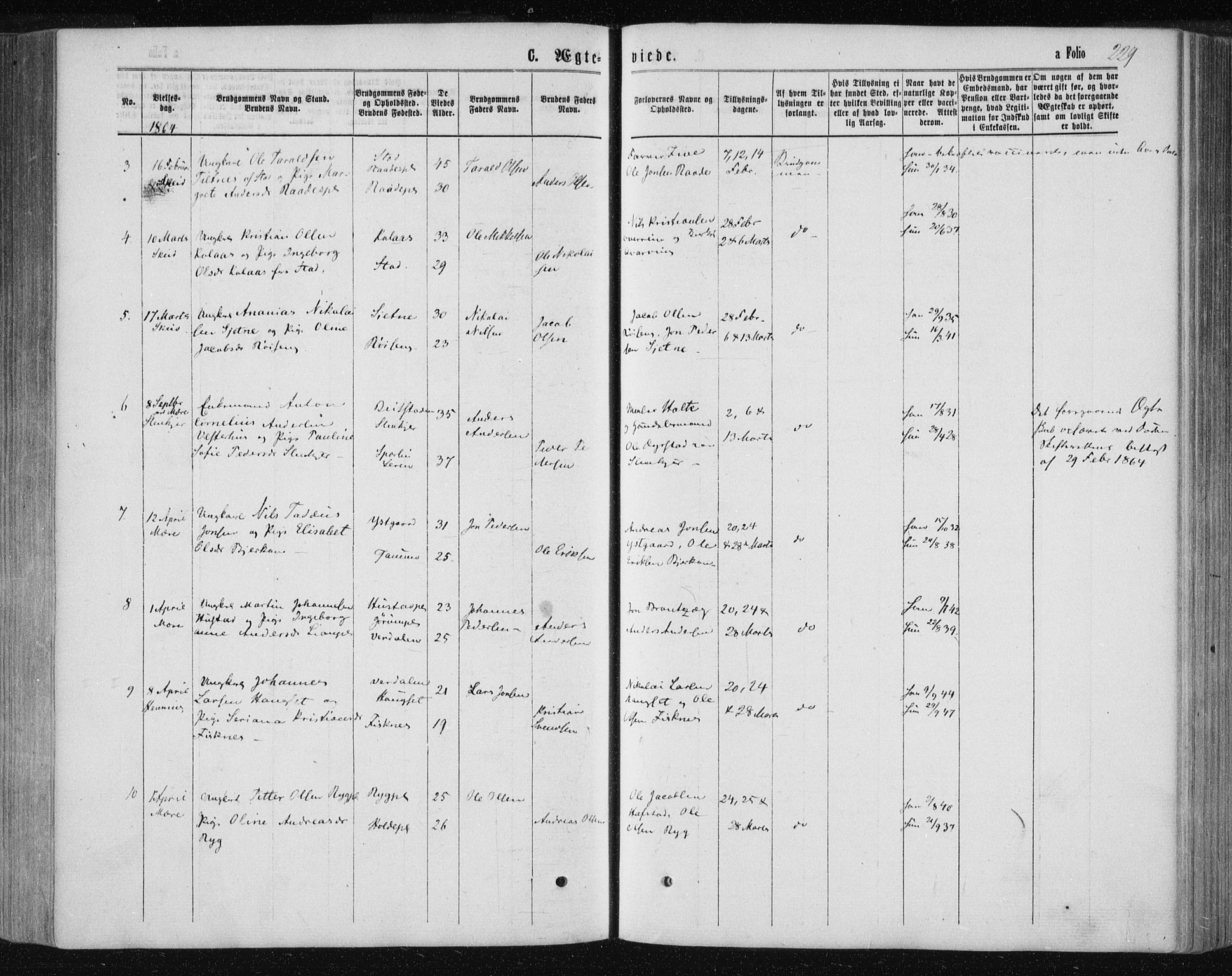 Ministerialprotokoller, klokkerbøker og fødselsregistre - Nord-Trøndelag, AV/SAT-A-1458/735/L0345: Parish register (official) no. 735A08 /1, 1863-1872, p. 229