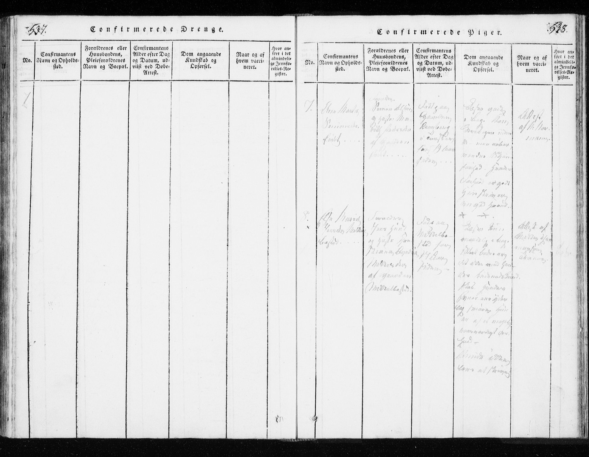 Tranøy sokneprestkontor, AV/SATØ-S-1313/I/Ia/Iaa/L0004kirke: Parish register (official) no. 4, 1820-1829, p. 537-538