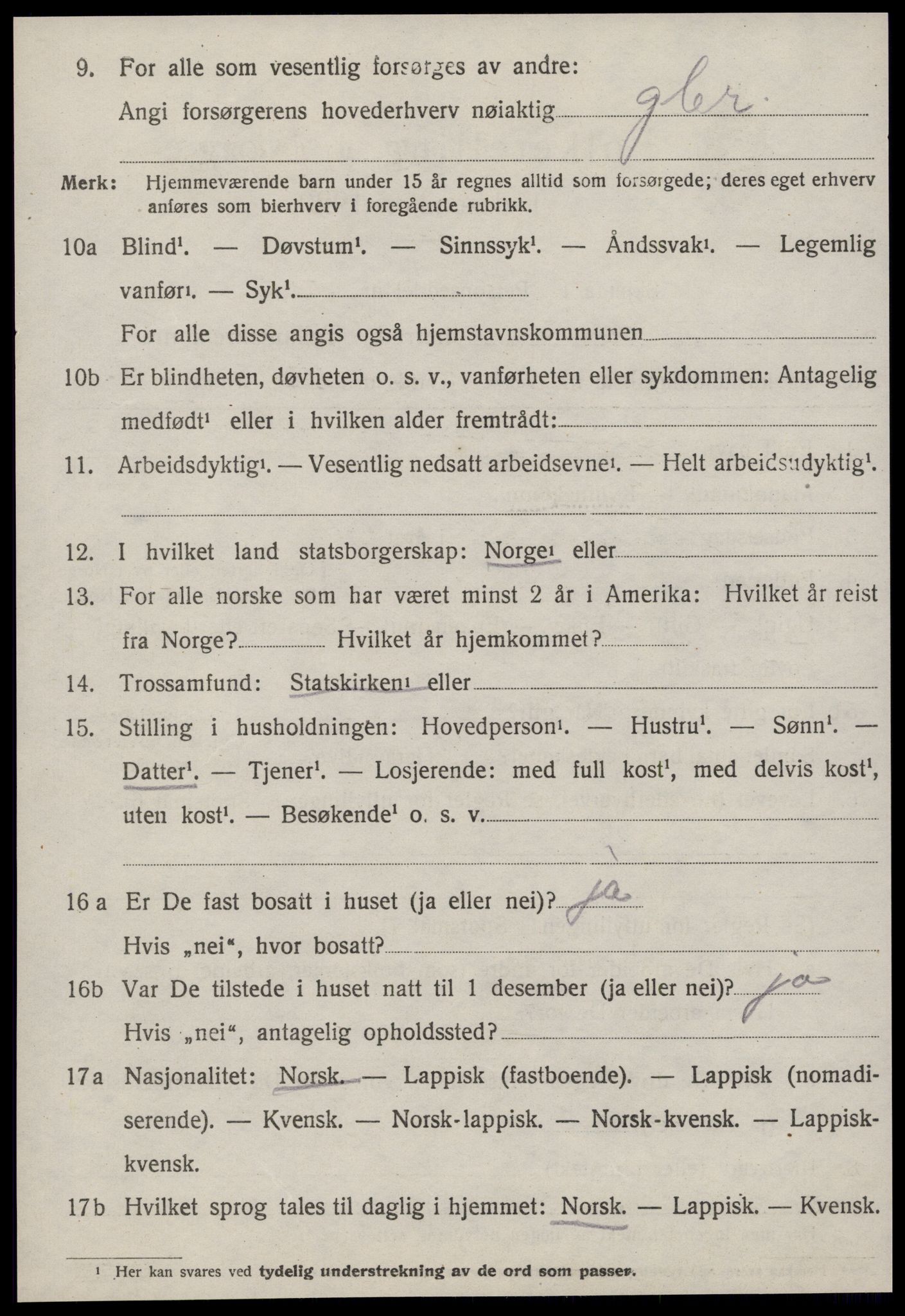 SAT, 1920 census for Byneset, 1920, p. 2993